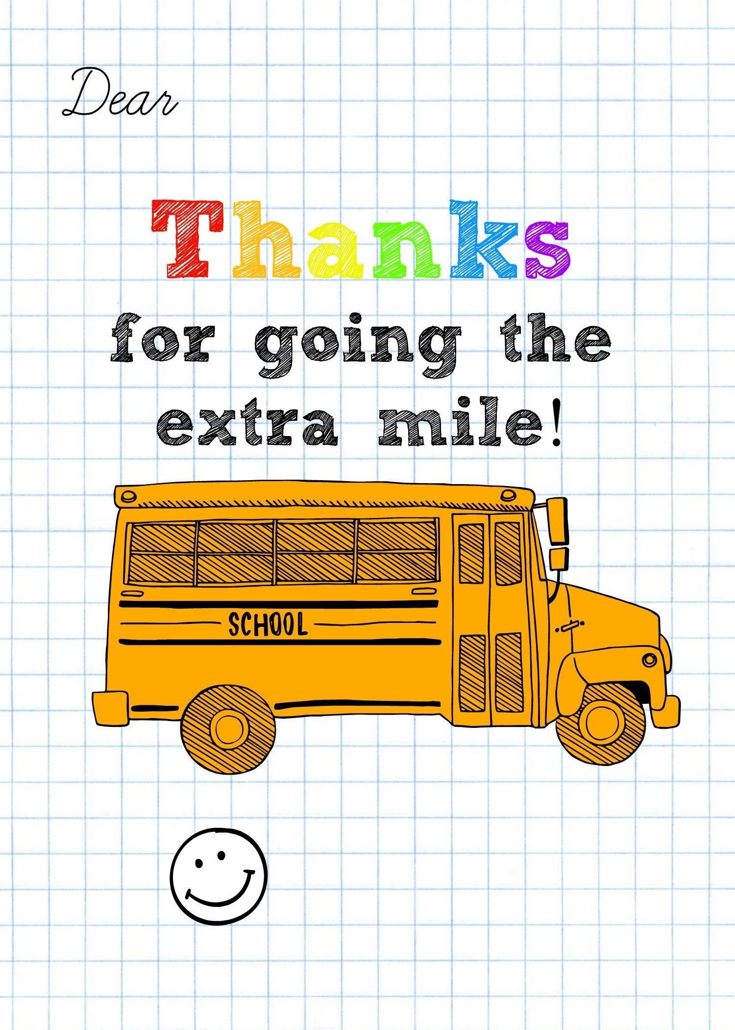 Bus Driver Appreciation Card: Free Printable!
