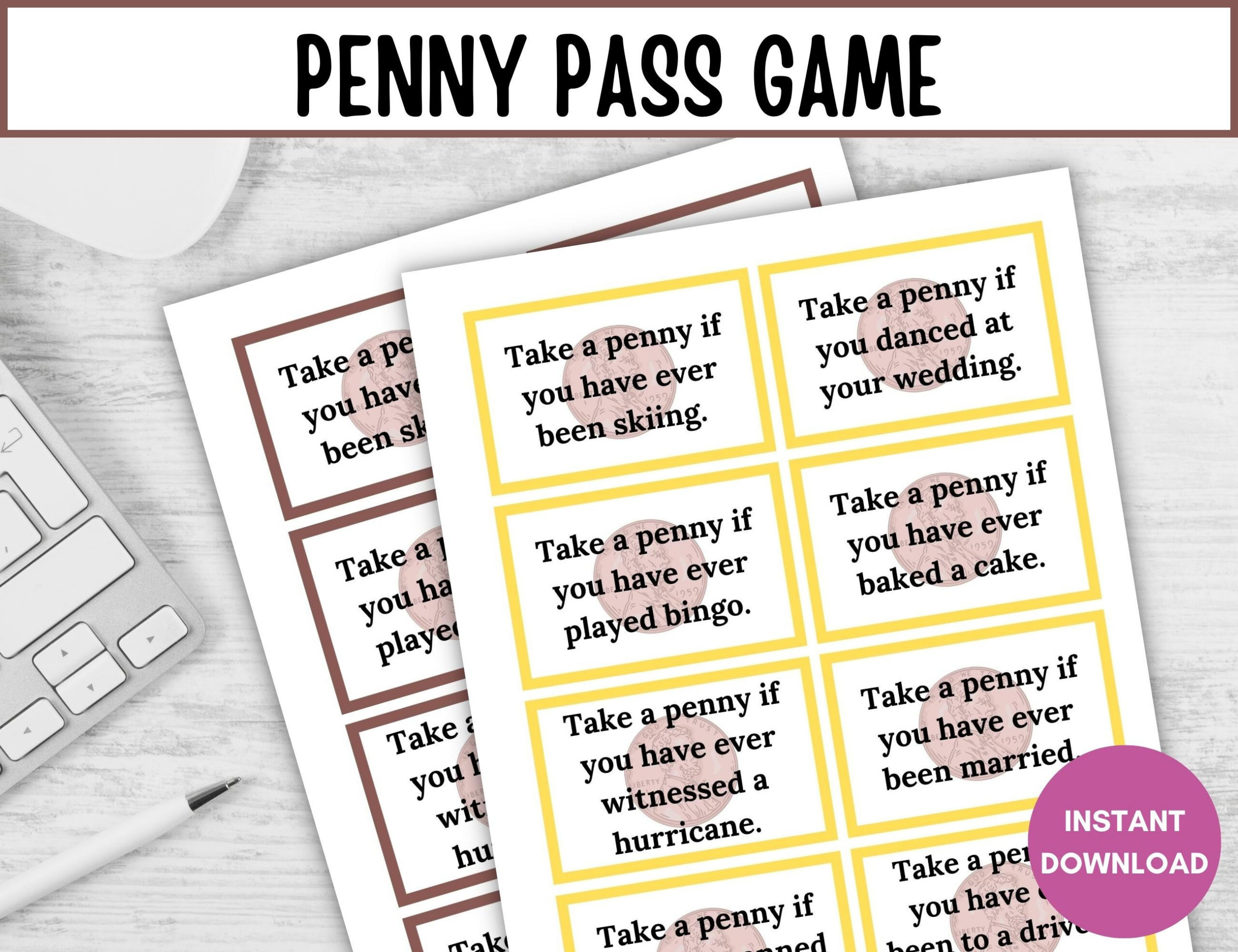 Buy Pass the Penny Game-  Prefilled Cards, Memory Game