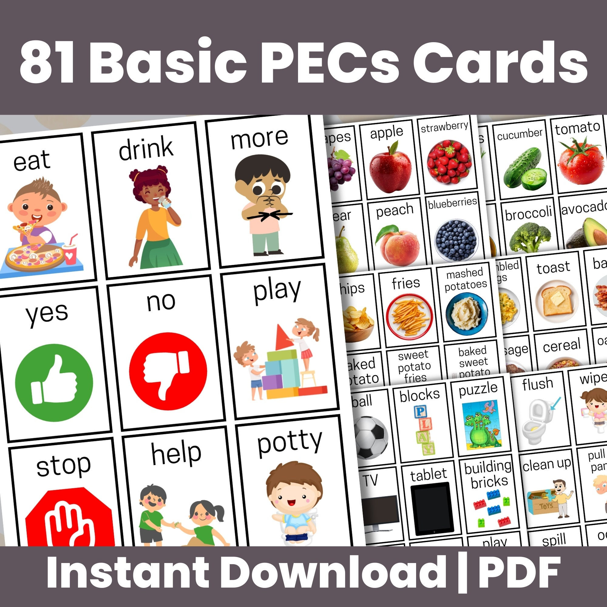 Buy Printable Pecs Communication Cards, Autism Communication