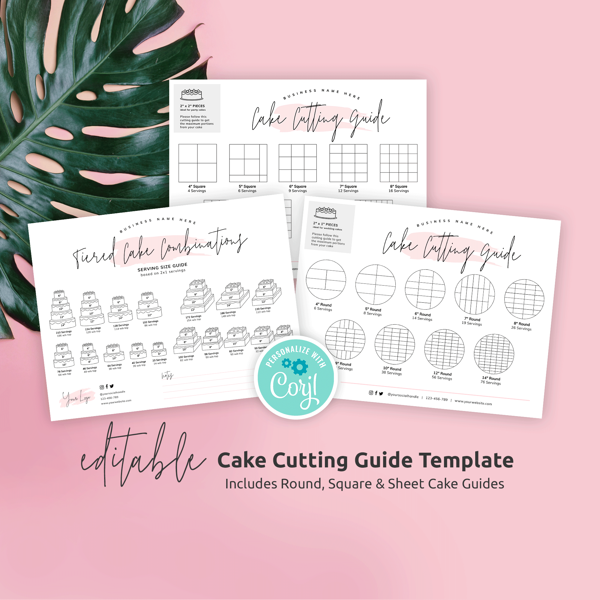 Cake Cutting Guides for Round, Square & Sheet Cakes PW- Cake Cutting Guides for Round, Square & Sheet Cakes PW-