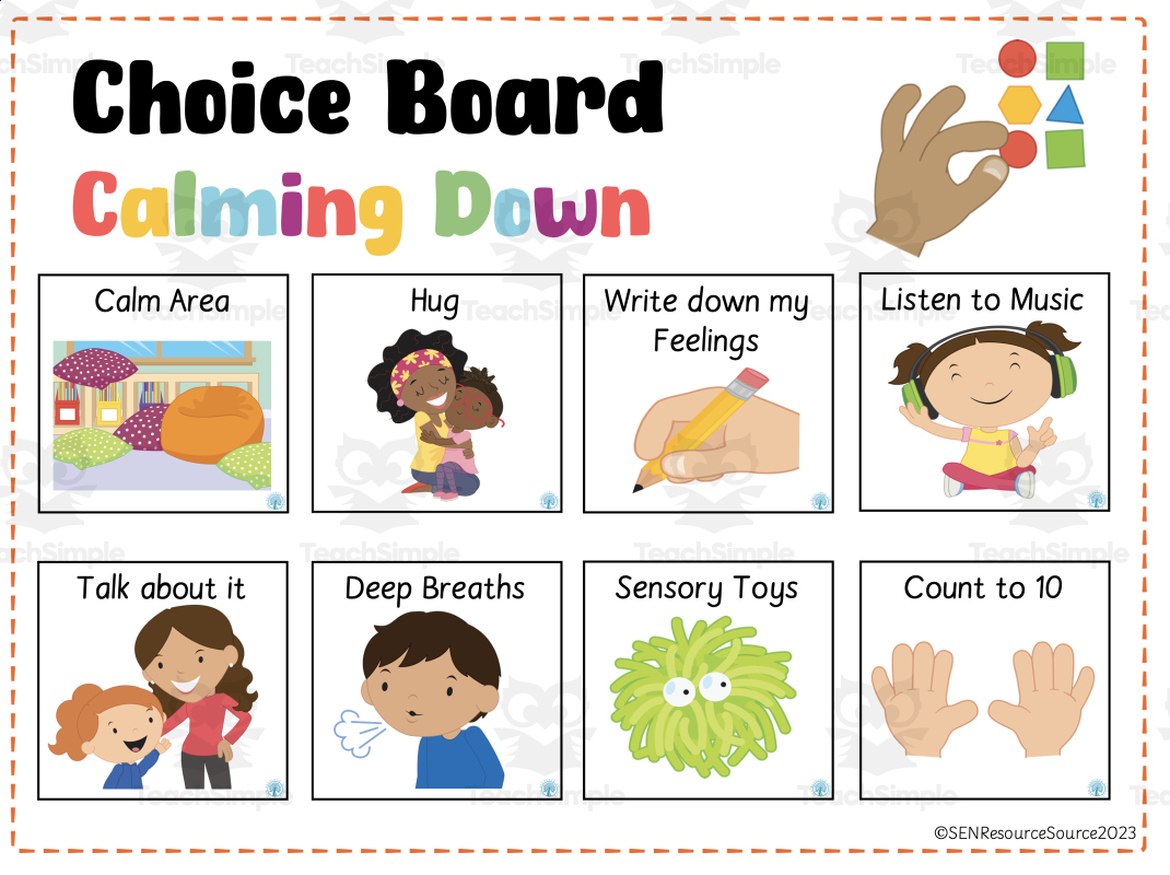 Calming Down Choice Board