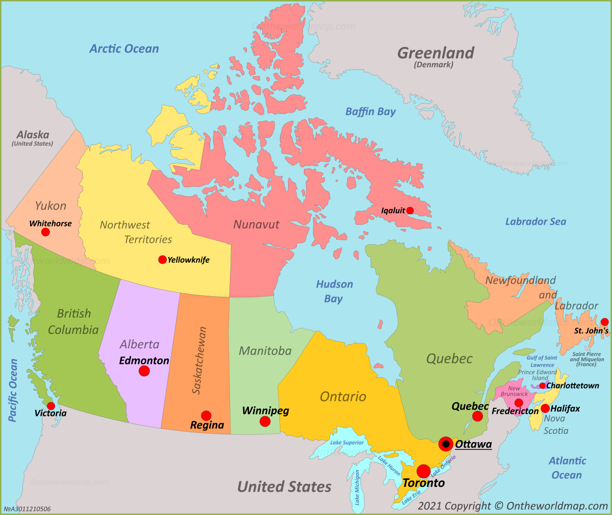 Canada Provinces And Capitals Map - Ontheworldmap Canada Provinces And Capitals Map - Ontheworldmap