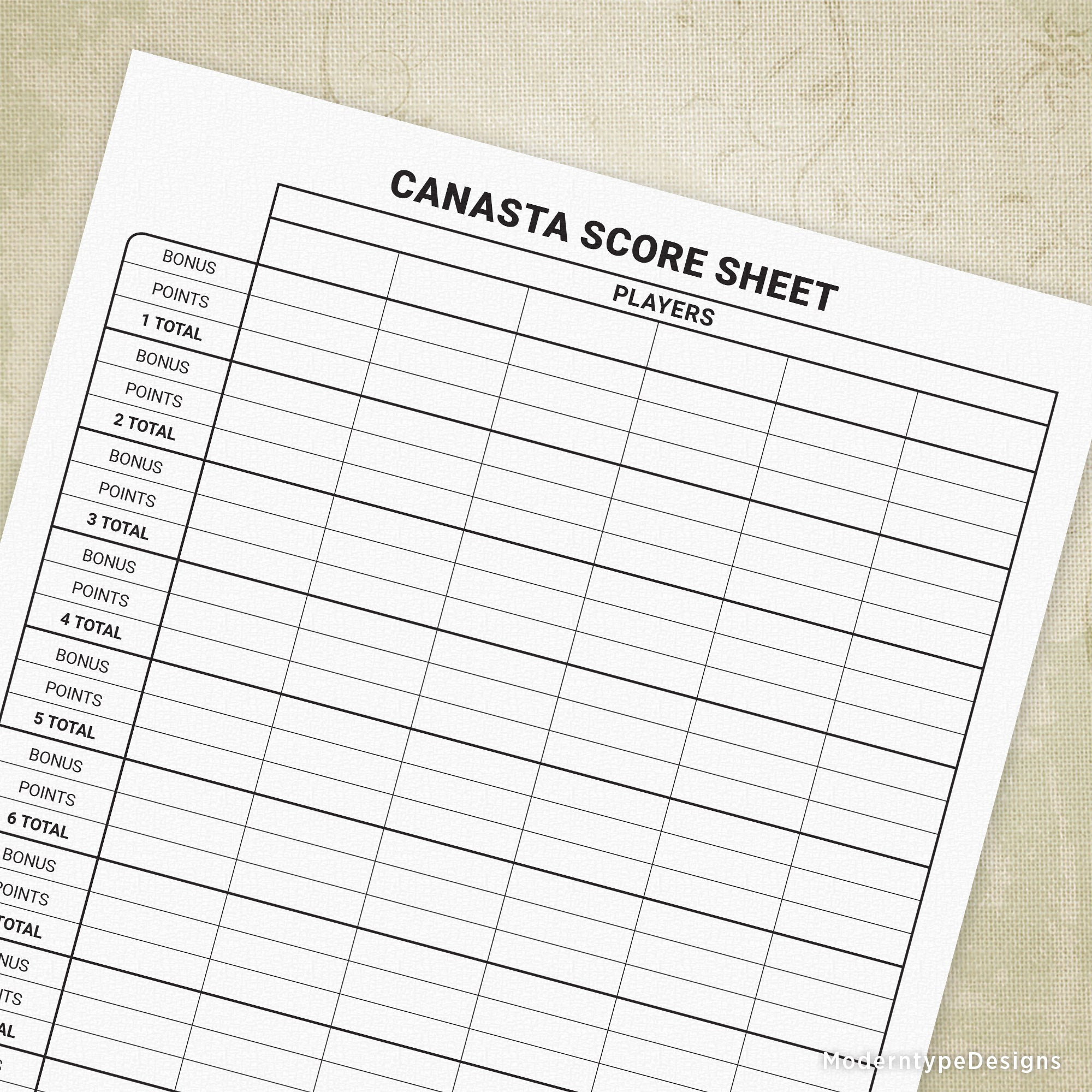 Canasta Score Sheet Printable Form Canasta Score Sheet Printable Form