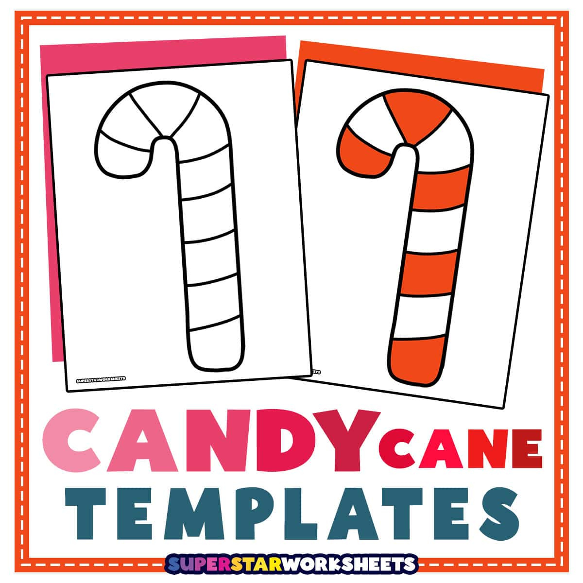 Candy Cane Template (Free Printables) - Superstar Worksheets