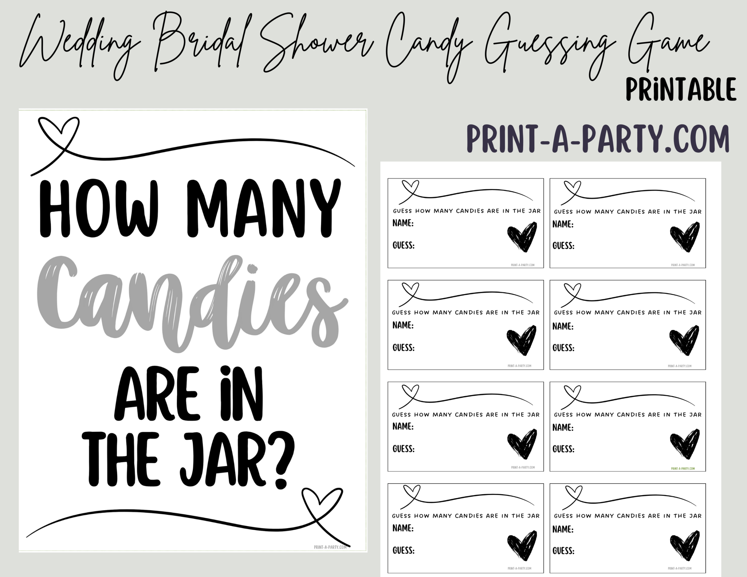 Candy Guessing Game Template Bridal Or Wedding Candy Guessing Game