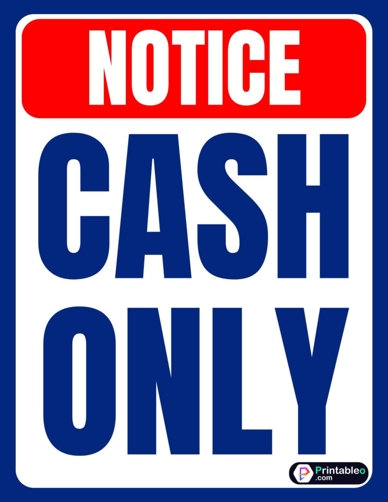 Cash Only Sign Printable - Printable Party Favors