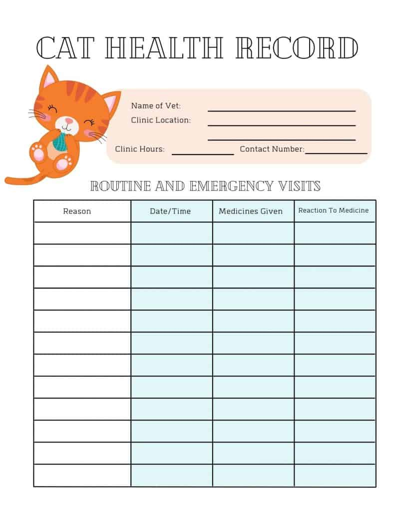 Cat Health Vaccination Card ANZON MORIES Cat Record Cards  Packs