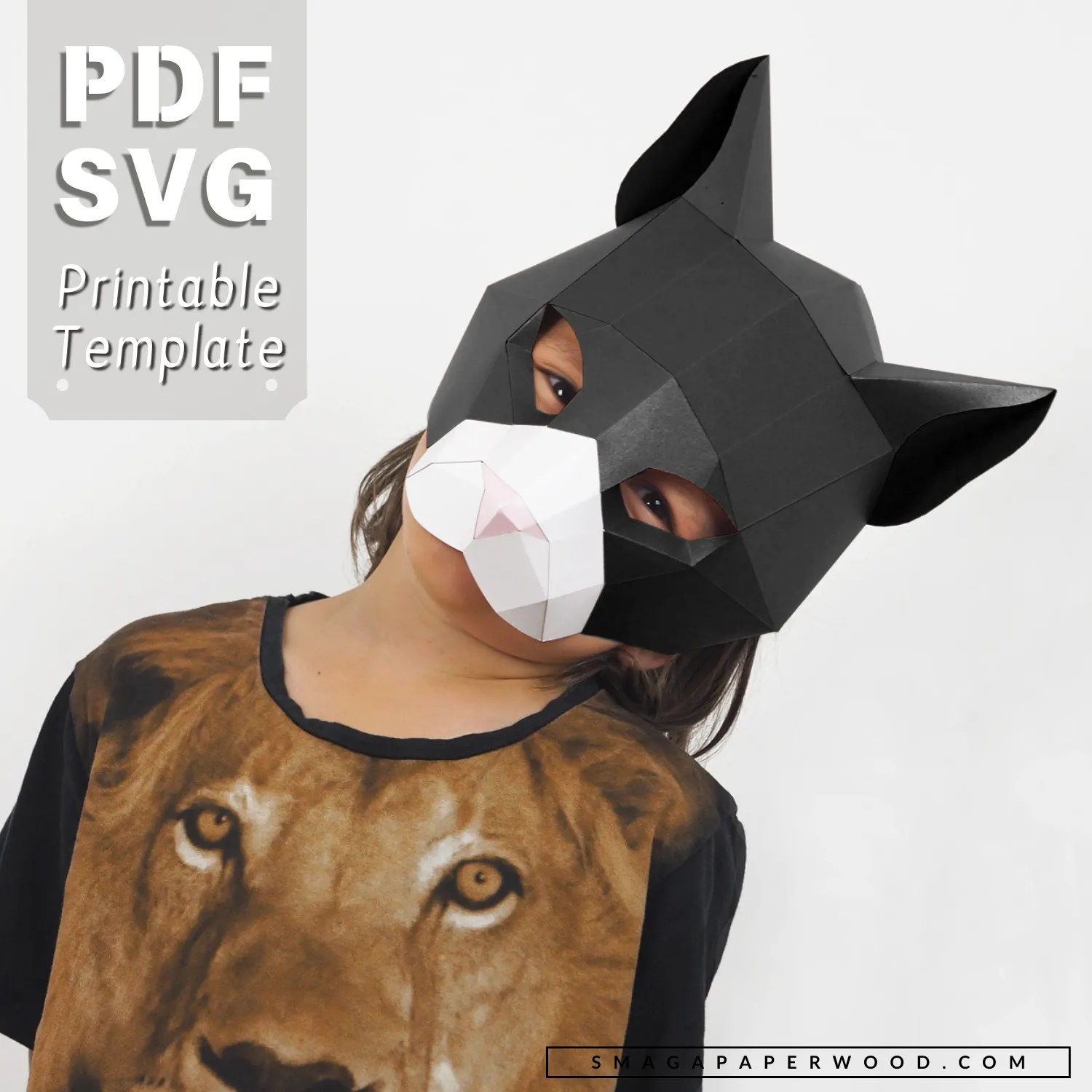 Cat mask printable PDF and SVG template