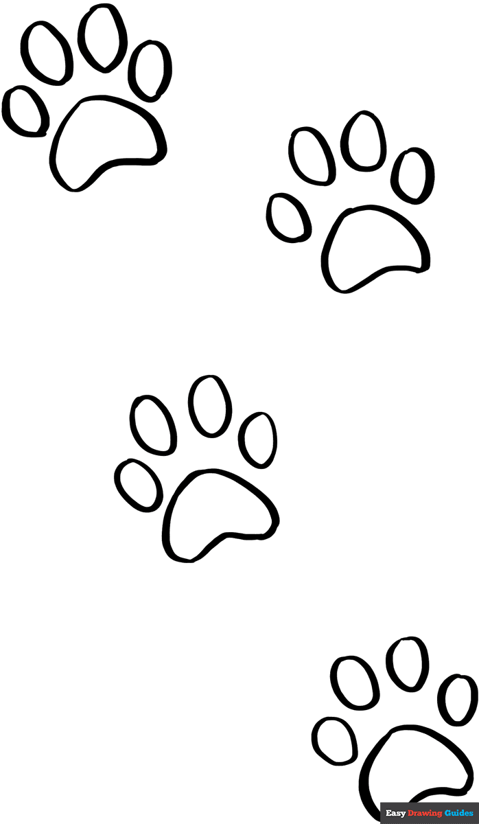 Cat Paw Prints Coloring Page  Easy Drawing Guides
