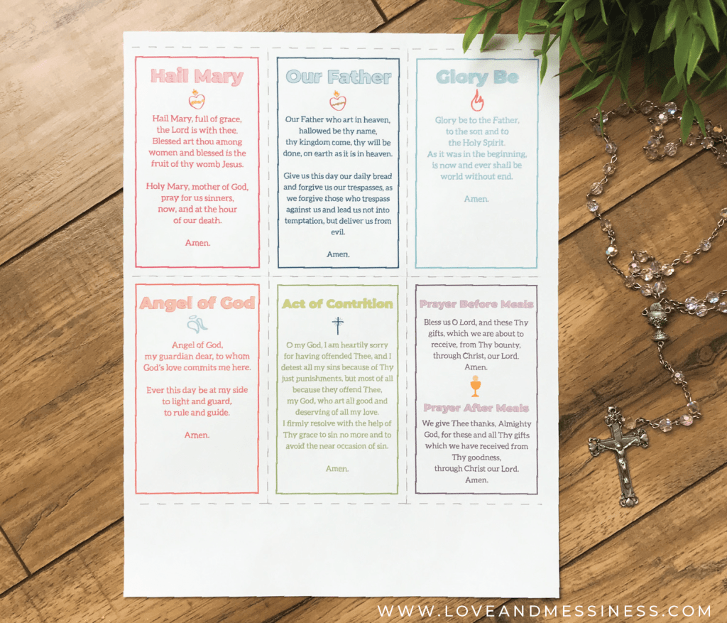 Catholic Kids Prayer Cards - Love & Messiness