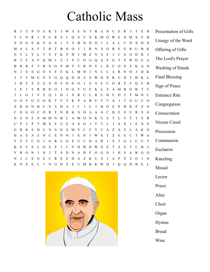 Catholic Mass Word Search - WordMint