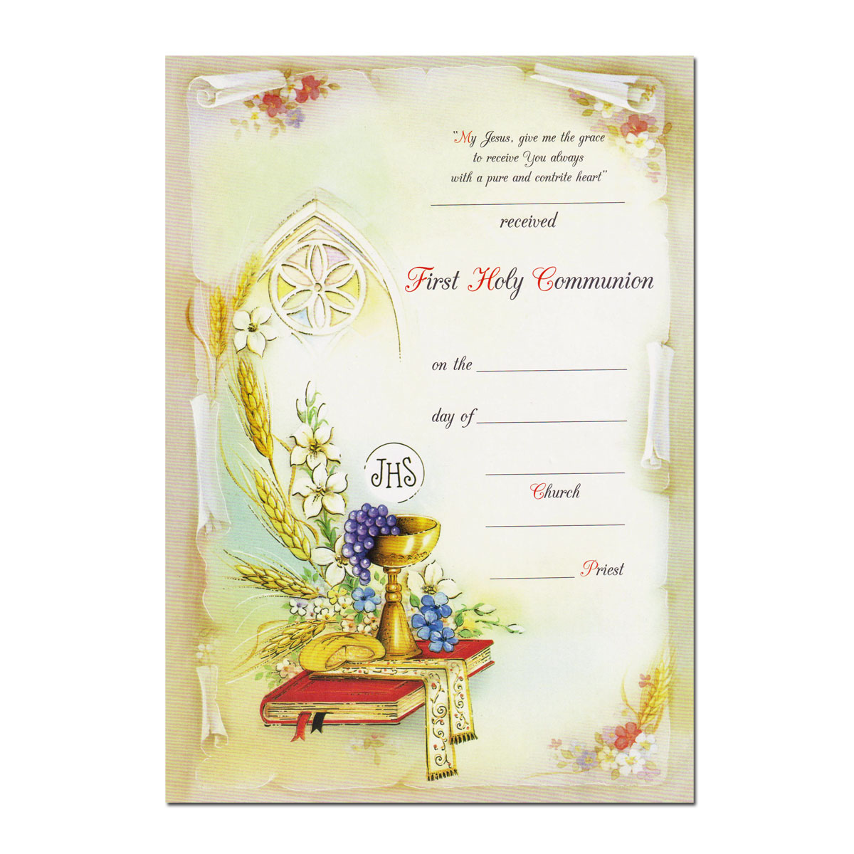 Certificate For First Communion Printable First Holy Communion