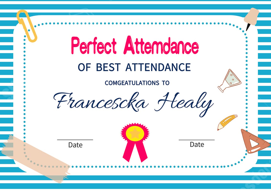 Certificate Of Excellent Attendance Word Template And Google Docs