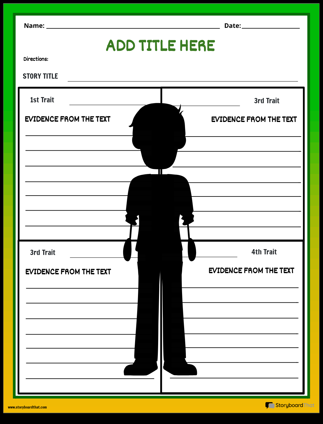 Character Traits Graphic Organizer Worksheet Storyboard