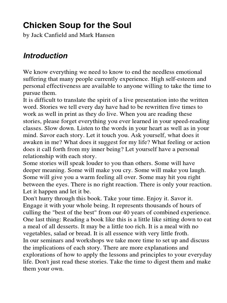 Chicken Soup For The Soul PDF Poetry Chicken Soup For The Soul PDF Poetry