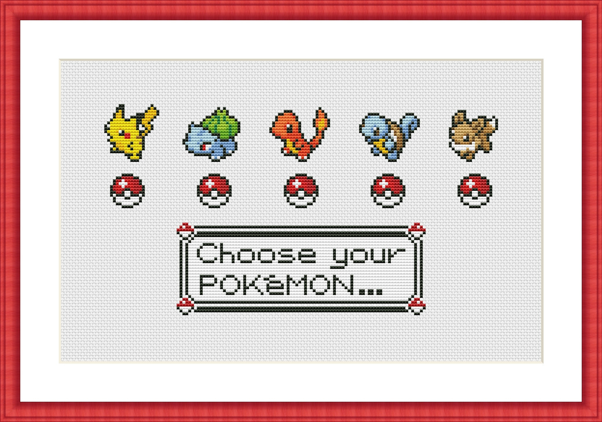 Choose Your Pokemon Cross Stitch Pattern PDF Instant Download
