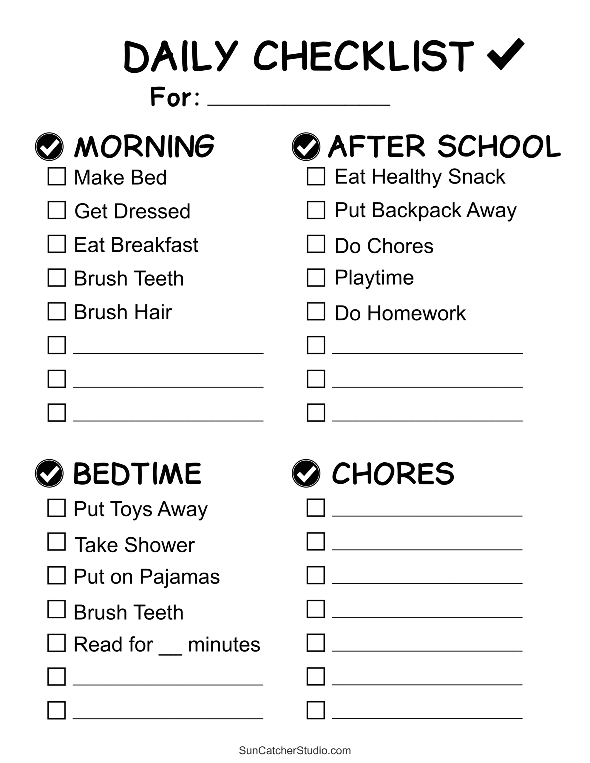 Chore Charts (Printable, Editable Daily & Weekly Templates) – Free