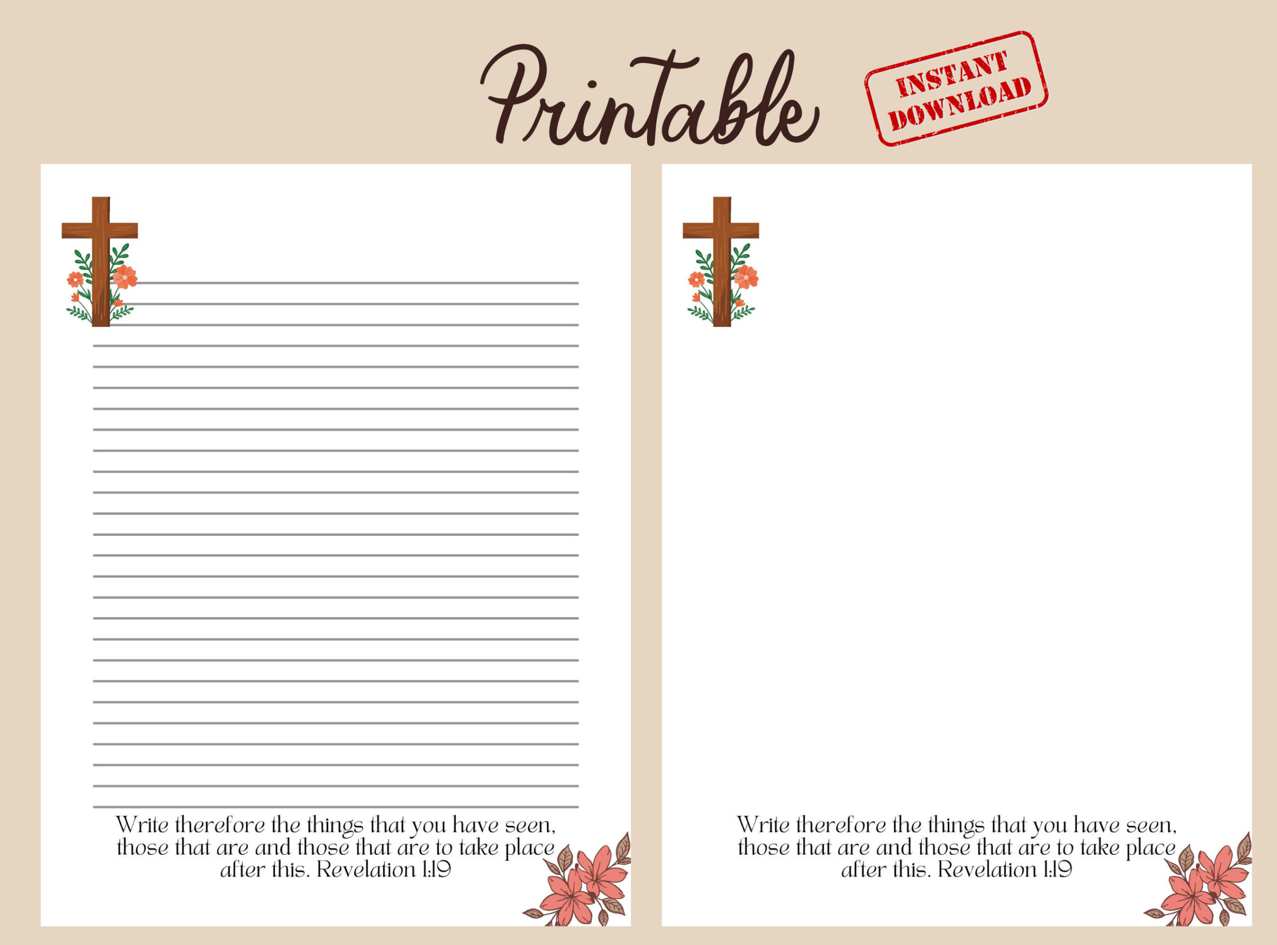 Christian Printable Stationery, Revelation :9, Lined and Unlined