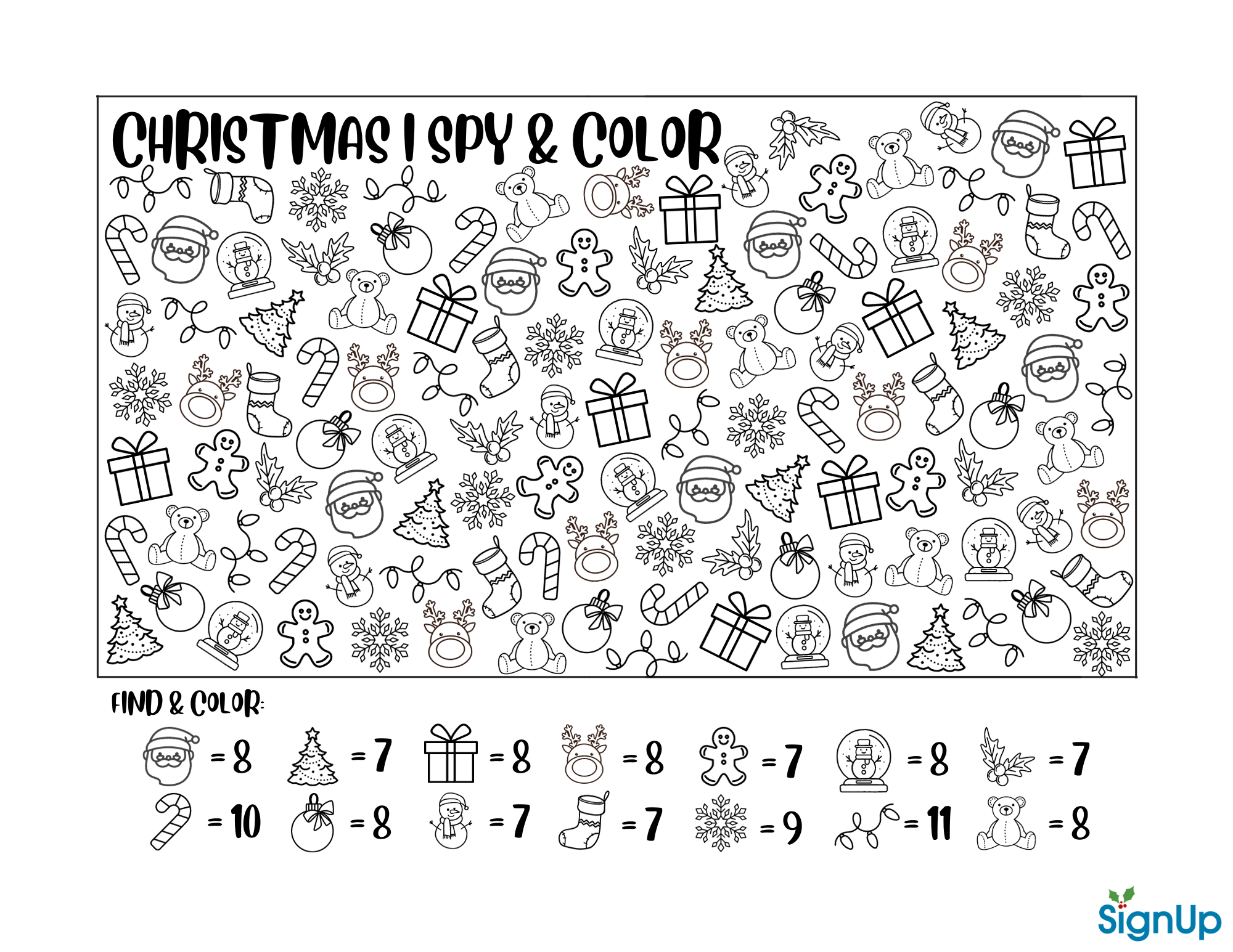 Christmas Activity Sheets & Coloring Pages  SignUp