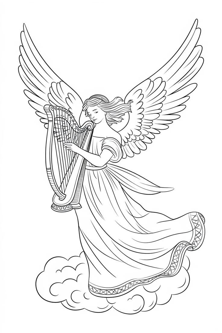 Christmas Angel Coloring Pages [Free Printables