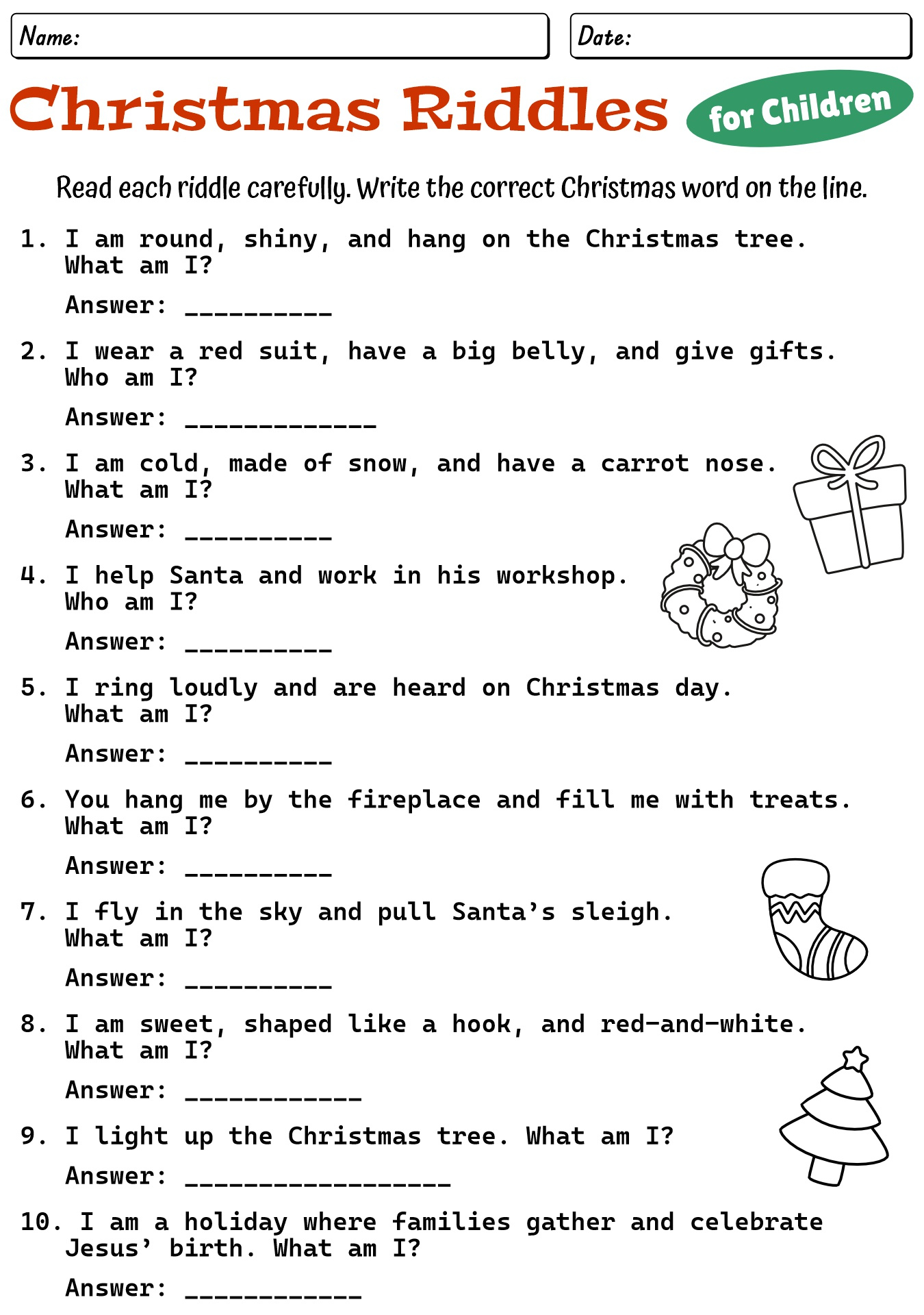 Christmas Brain Teasers Worksheets - Free PDF at worksheeto Christmas Brain Teasers Worksheets - Free PDF at worksheeto
