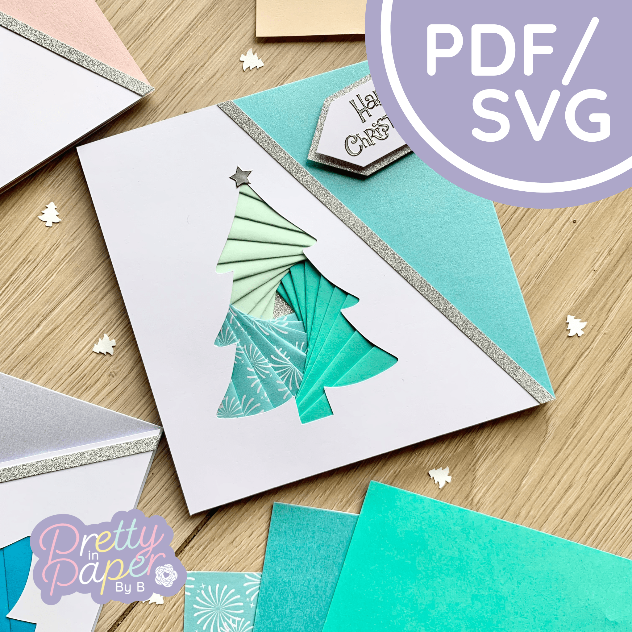 Christmas Card Template  Tree Iris Folding Pattern Download PDF