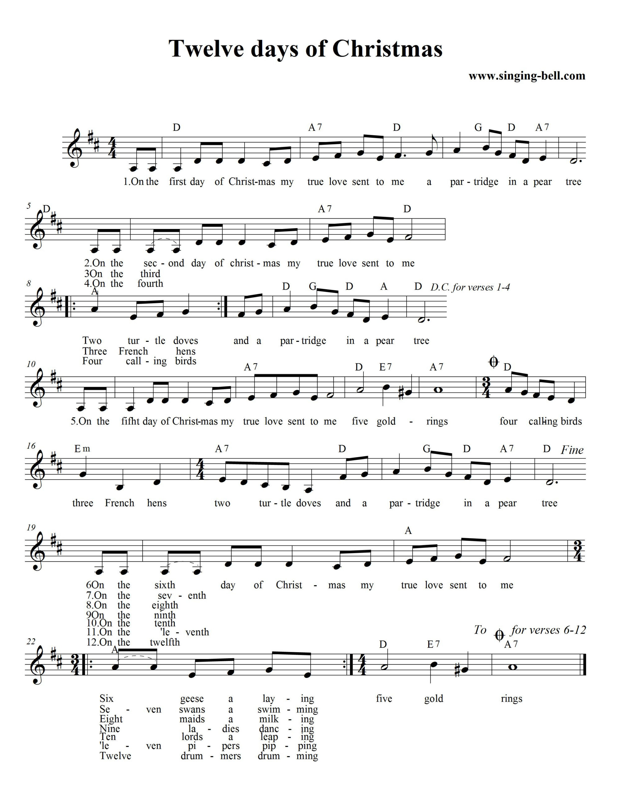 Christmas Carol Sheet Music   Free Scores for Download