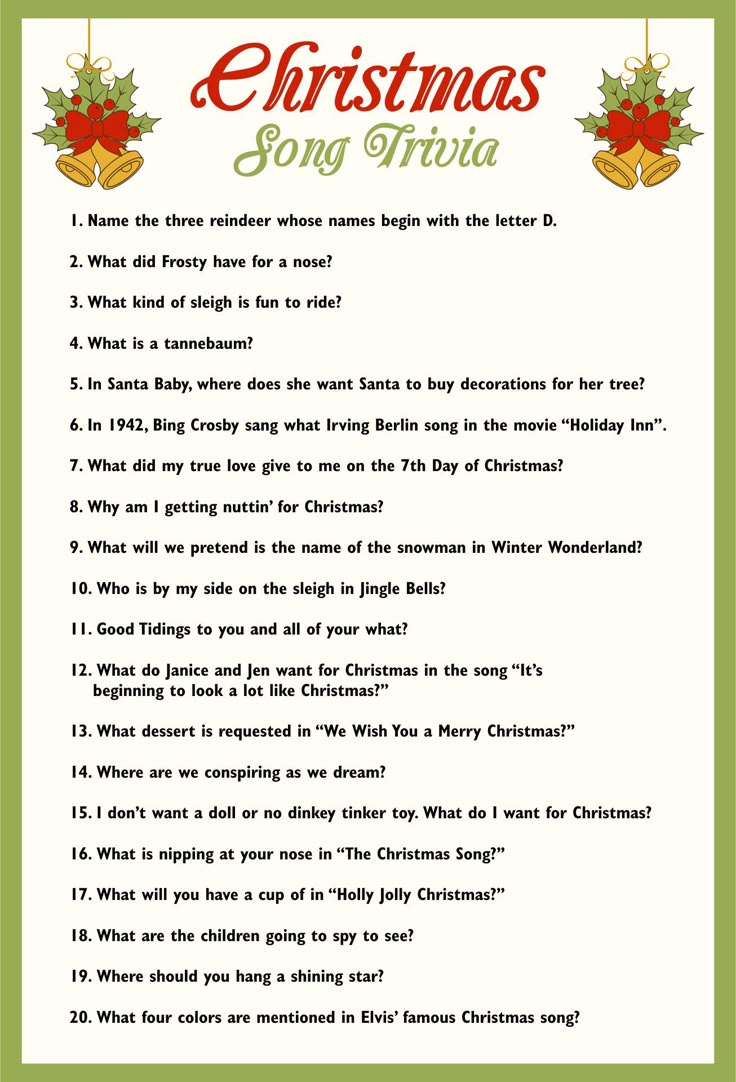 Christmas Carol Trivia -  Free PDF Printables  Printablee