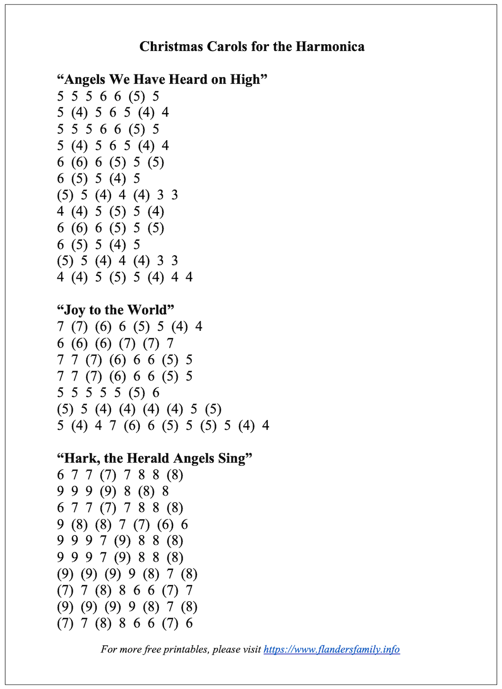 Christmas Carols for the Harmonica - Flanders Family Home Life Christmas Carols for the Harmonica - Flanders Family Home Life