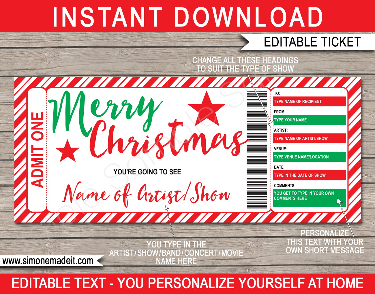 Christmas Concert Ticket Gift Voucher Template Surprise Concert Christmas Concert Ticket Gift Voucher Template Surprise Concert