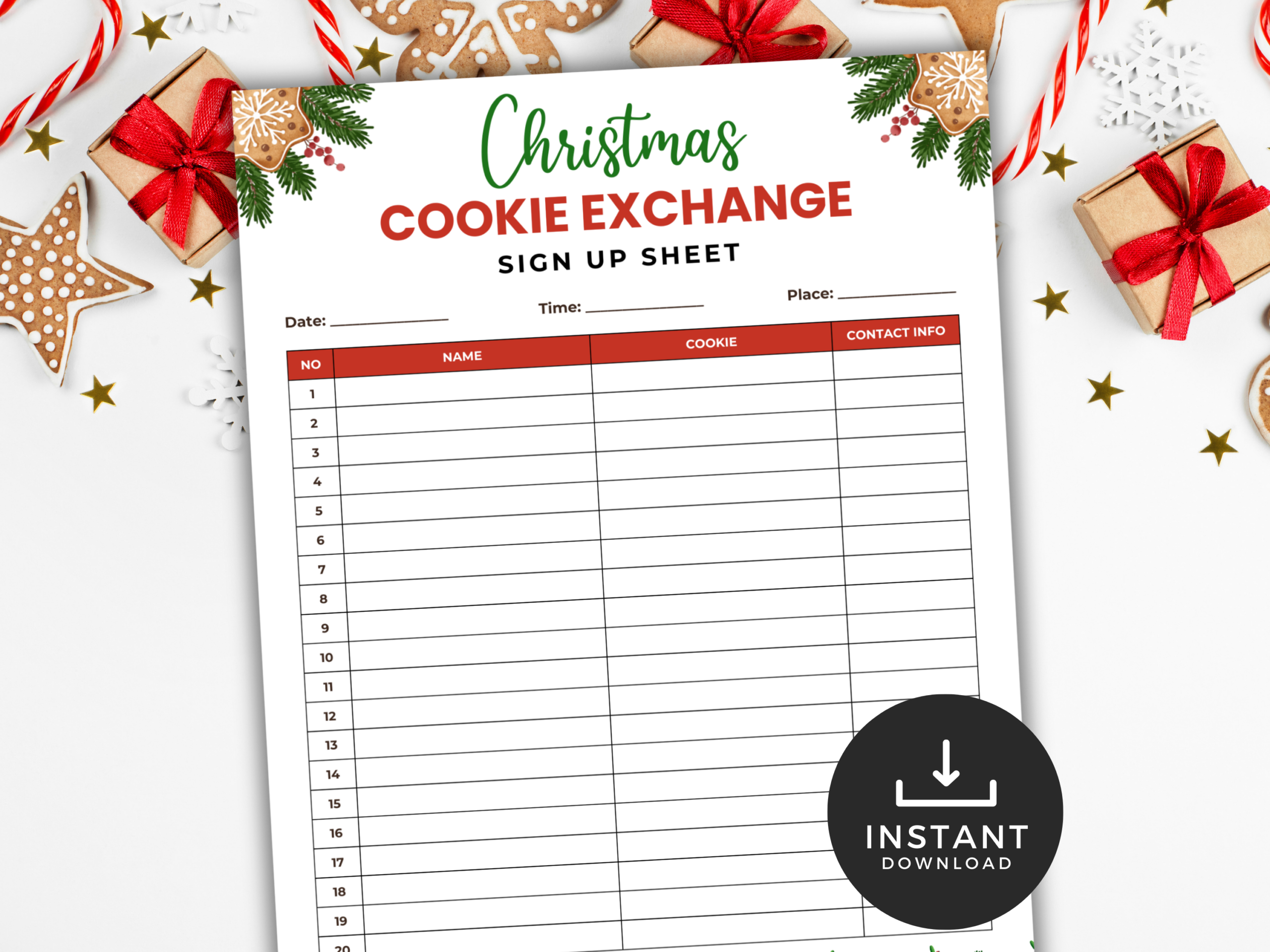 Christmas Cookie Exchange Sign-Up Sheet  LittleHaloJ