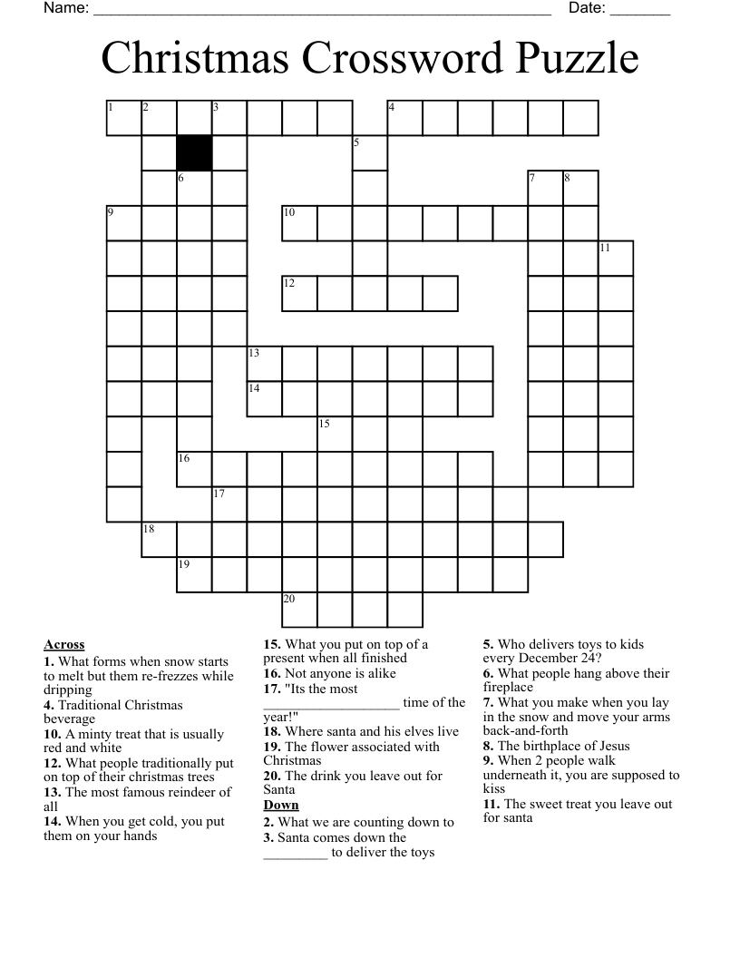 Christmas Crossword Puzzle - WordMint Christmas Crossword Puzzle - WordMint