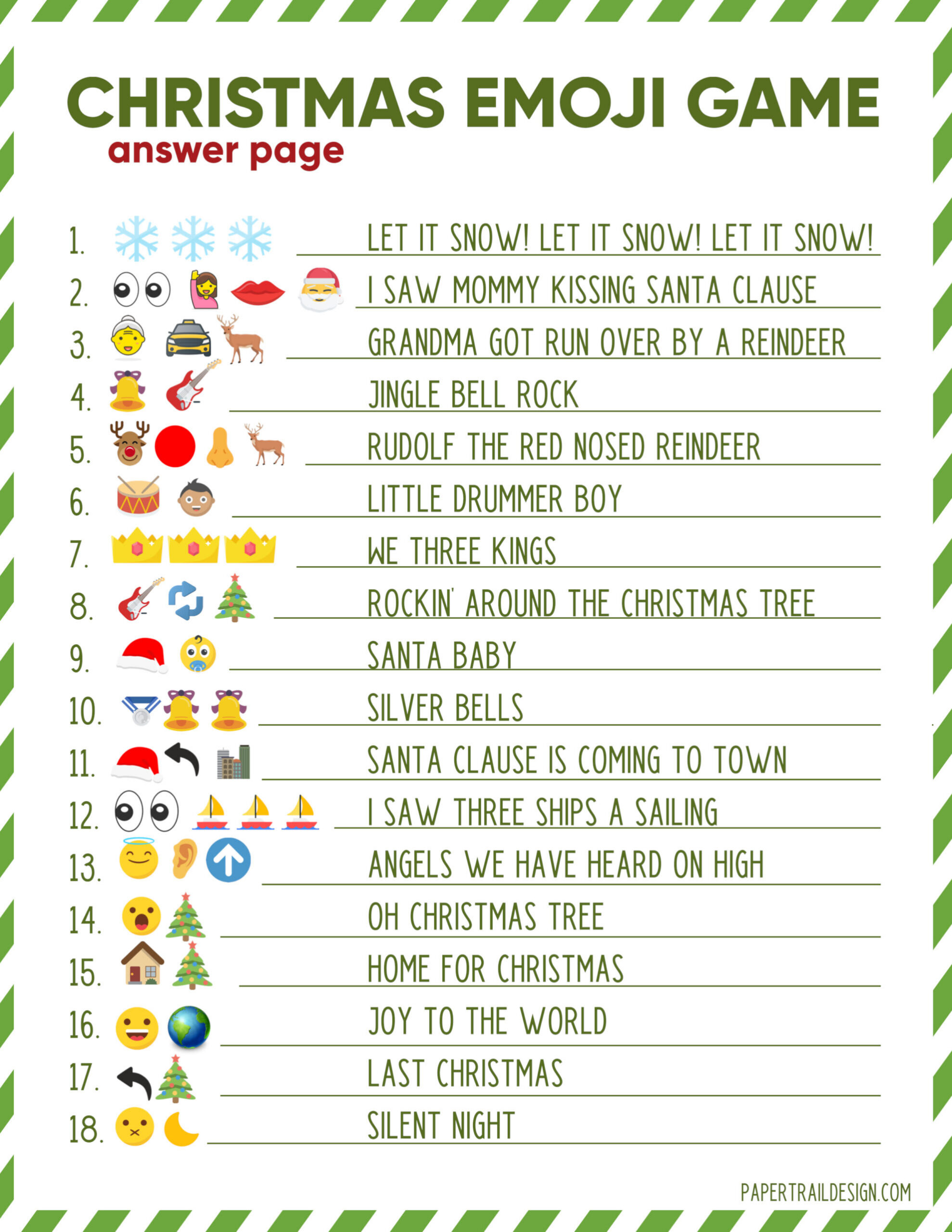 Christmas Emoji Game with Answers