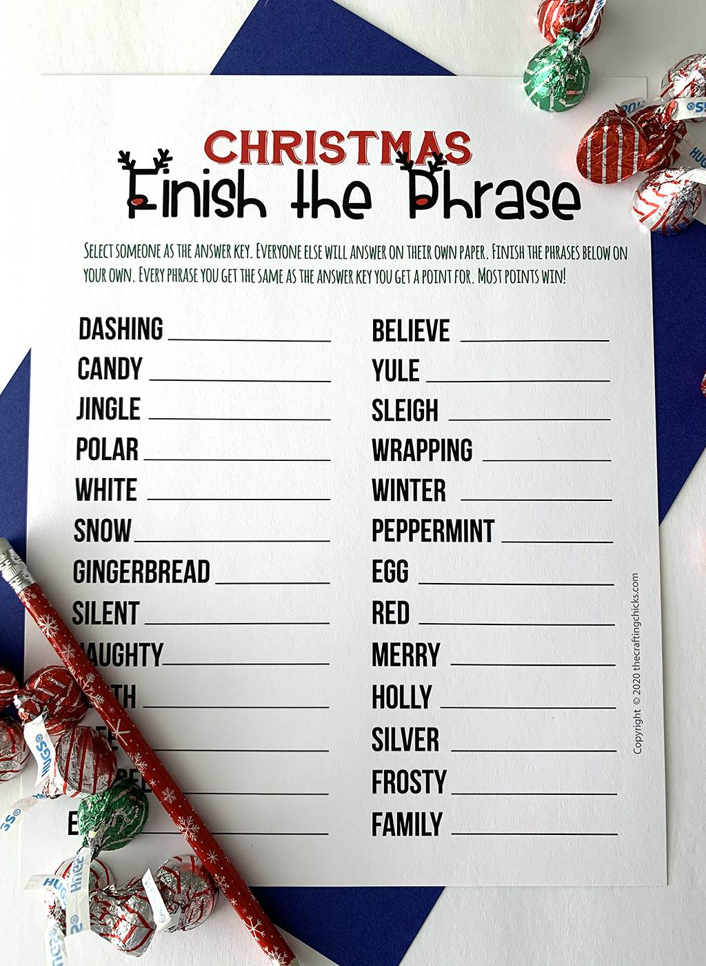 Christmas Finish the Phrase Printable Game - The Crafting Chicks Christmas Finish the Phrase Printable Game - The Crafting Chicks