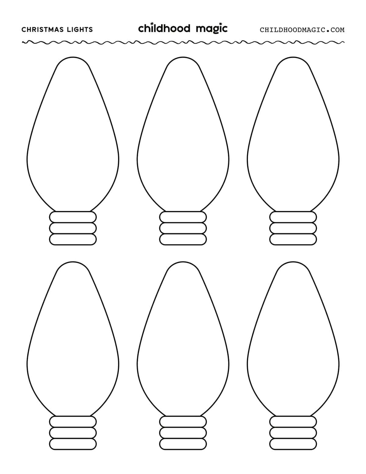 Christmas Light Template- Free Printable Outline - Childhood Magic