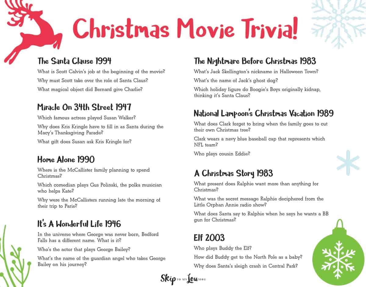 Christmas Movie Trivia Game Skip To My Lou Christmas Movie Trivia Game Skip To My Lou
