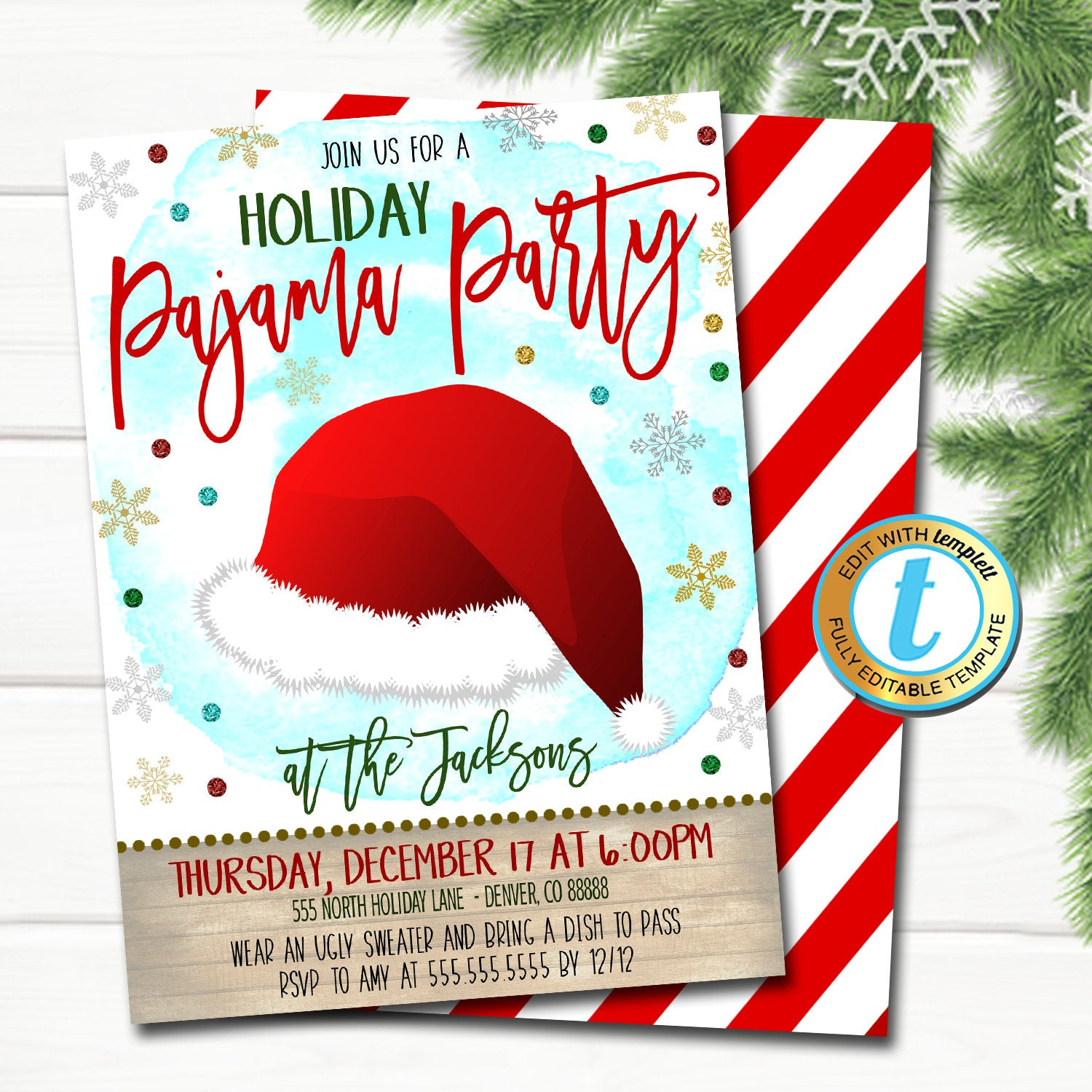 Christmas Pajama Party Invite  TidyLady Printables