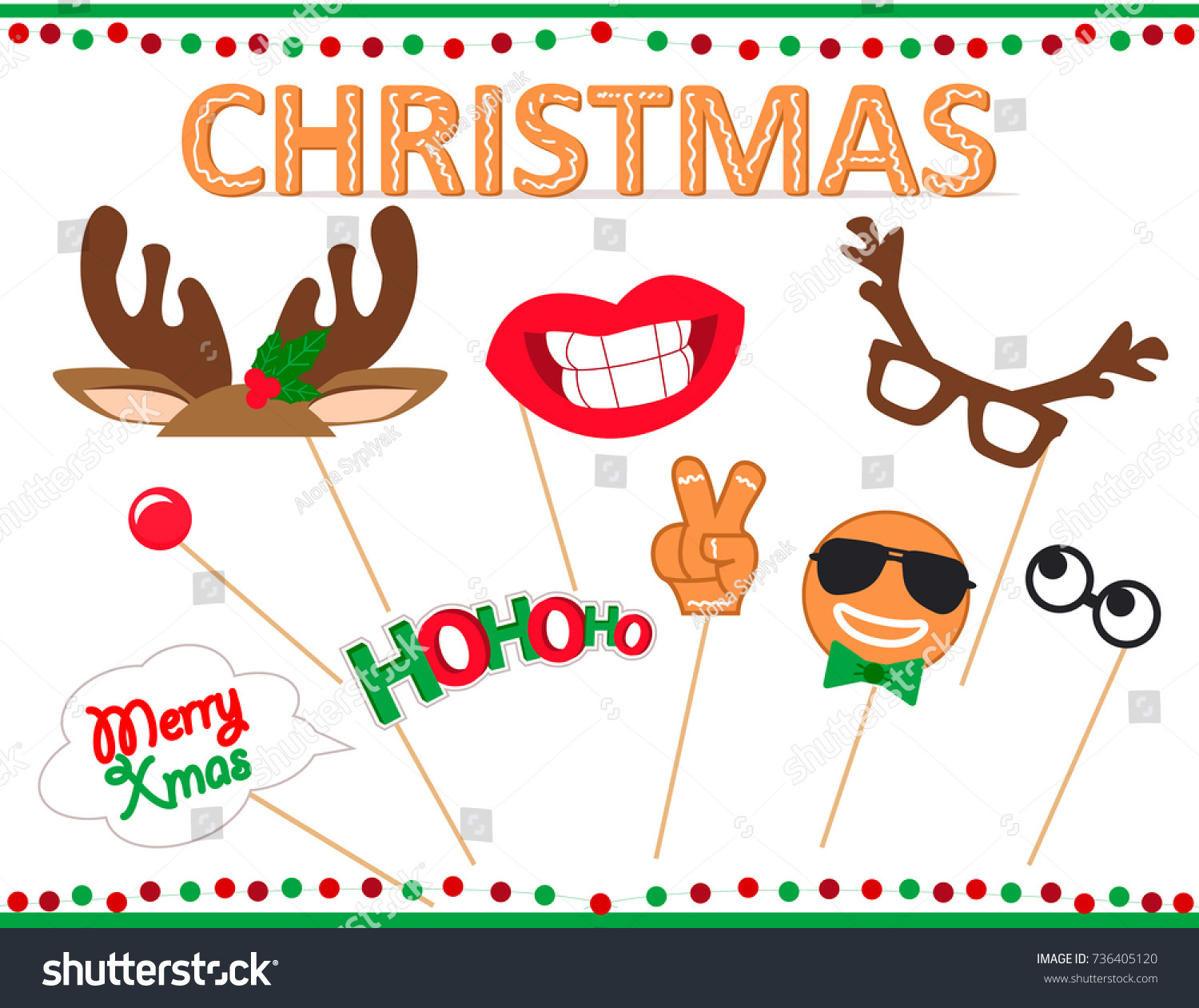 Christmas Photo Booth Props Printable Set Stock Vector (Royalty Christmas Photo Booth Props Printable Set Stock Vector (Royalty