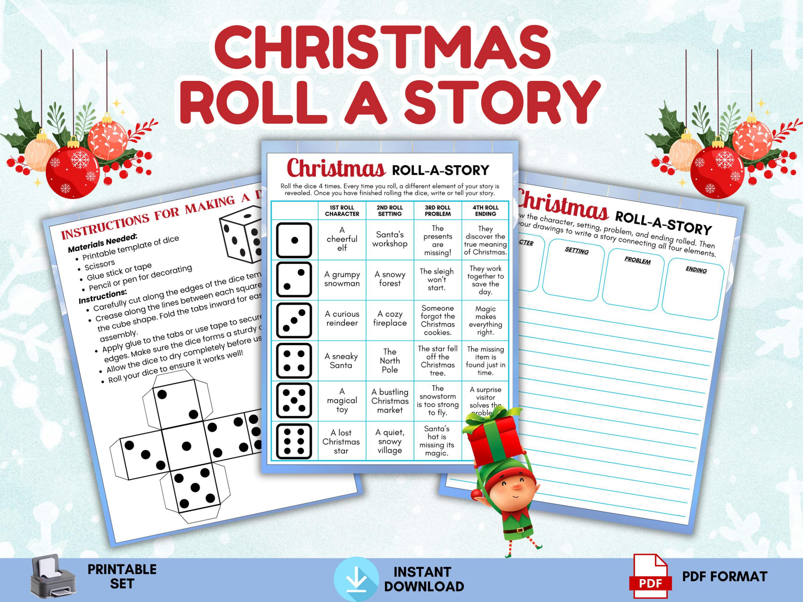 Christmas Roll A Story Free Writing A Christmas Story- Roll The Christmas Roll A Story Free Writing A Christmas Story- Roll The