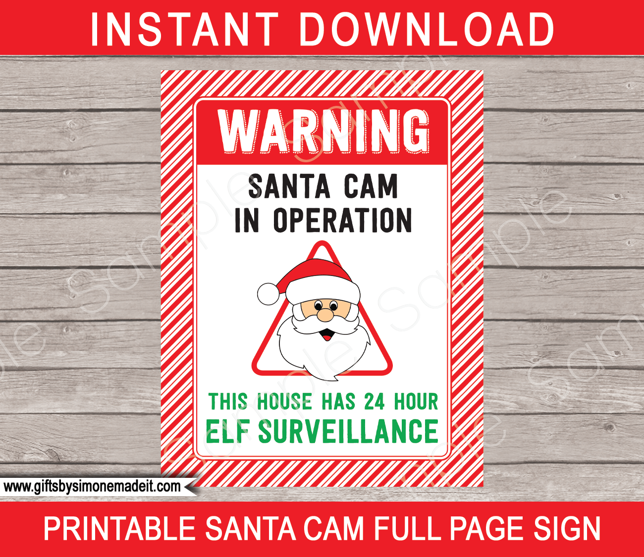 Christmas Santa Cam & Elf Surveillance Stickers - red & green