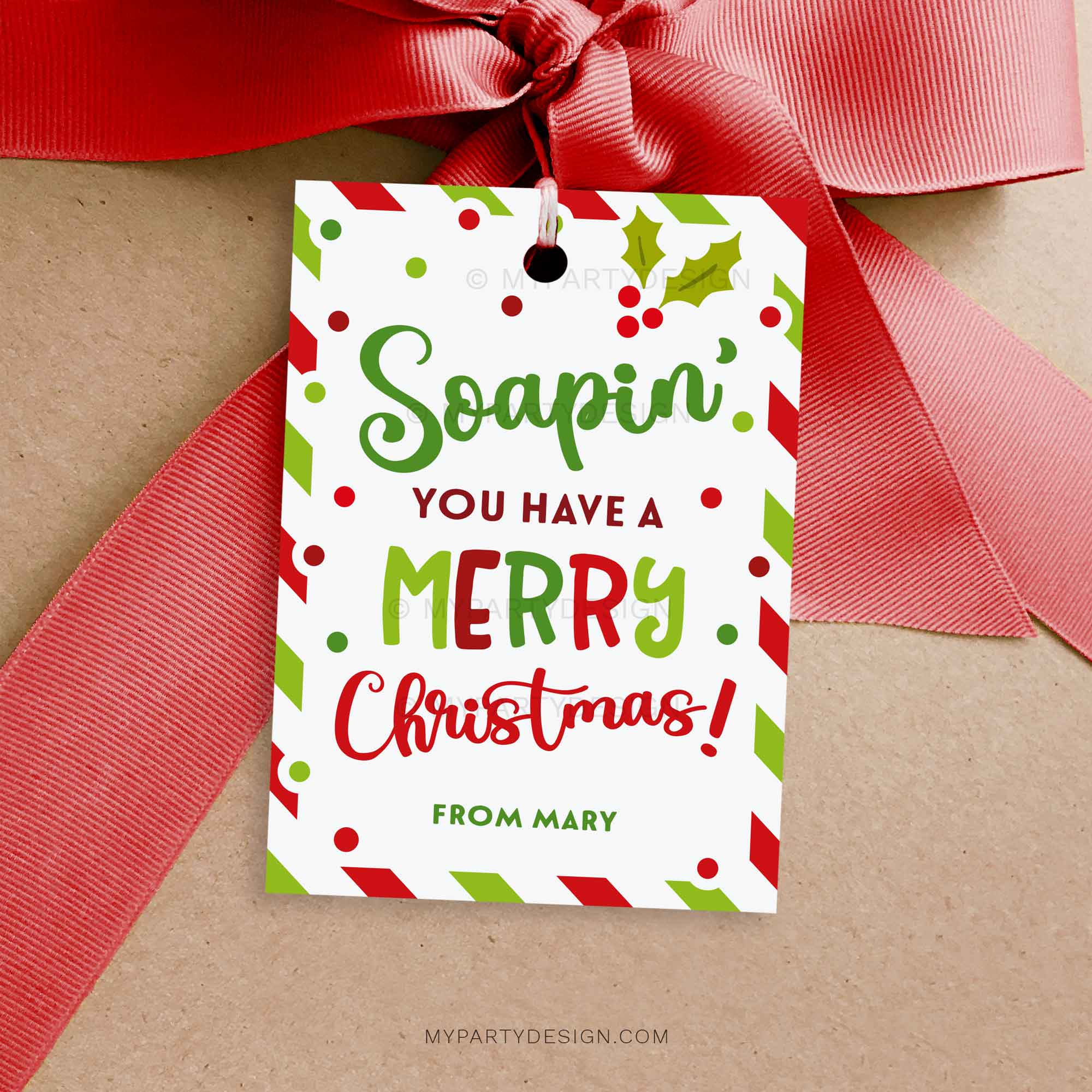Christmas Soap Gift Tag, Printable PDF - My Party Design Christmas Soap Gift Tag, Printable PDF - My Party Design