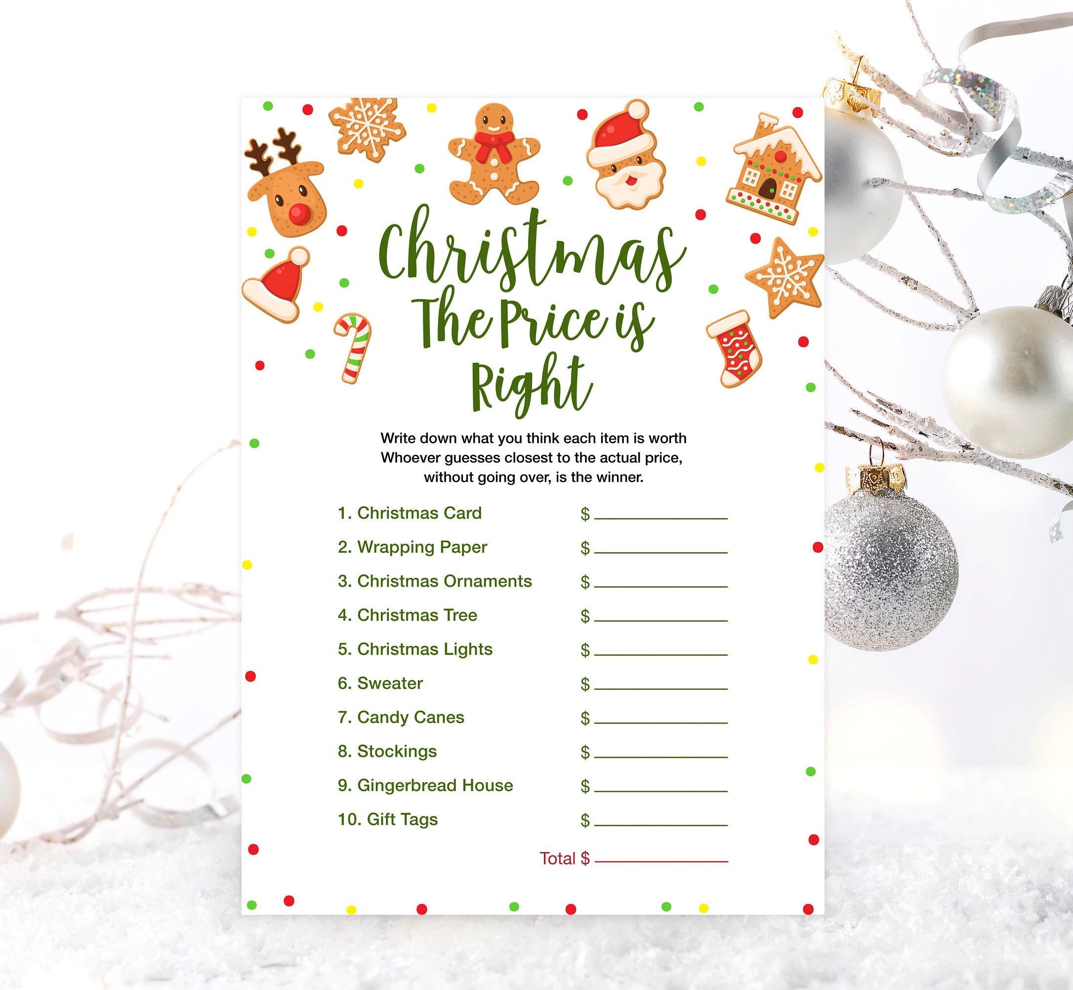 Christmas the Price is Right Game Printable, Holiday Party Games Christmas the Price is Right Game Printable, Holiday Party Games