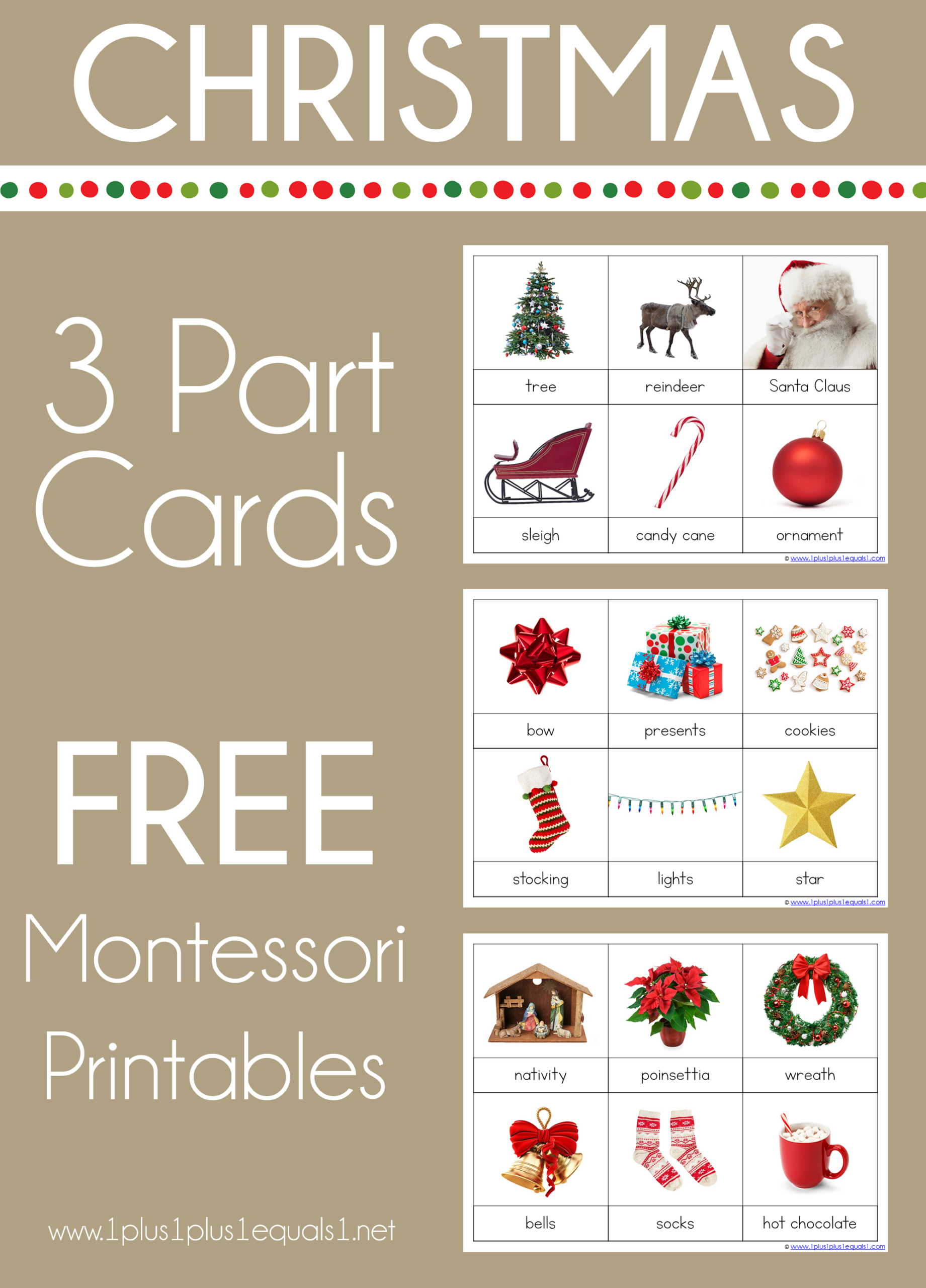 Christmas Theme Montessori Printables ~ Part Cards - ++= Christmas Theme Montessori Printables ~ Part Cards - ++=