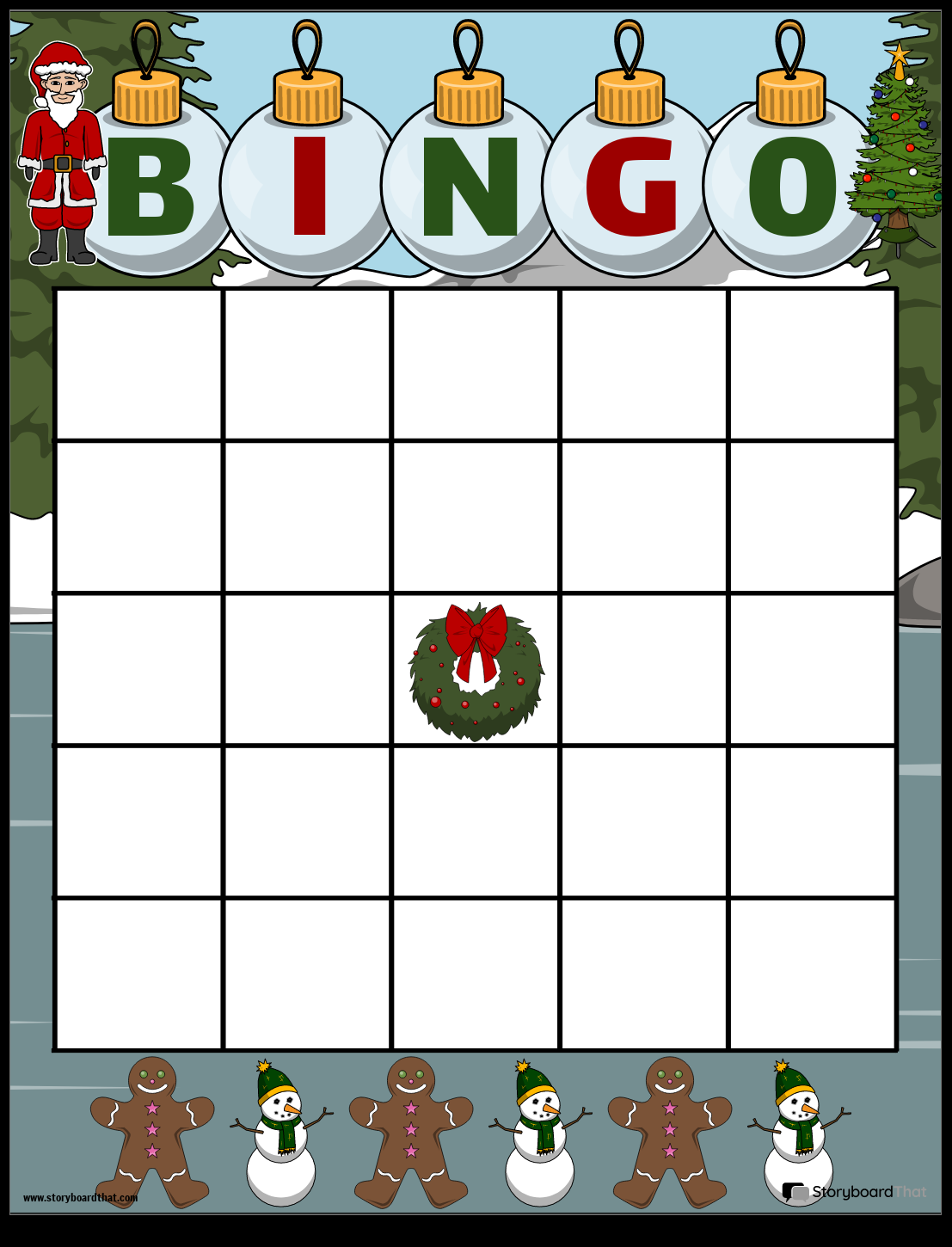 Christmas-Themed Bingo Card Activity Storyboard