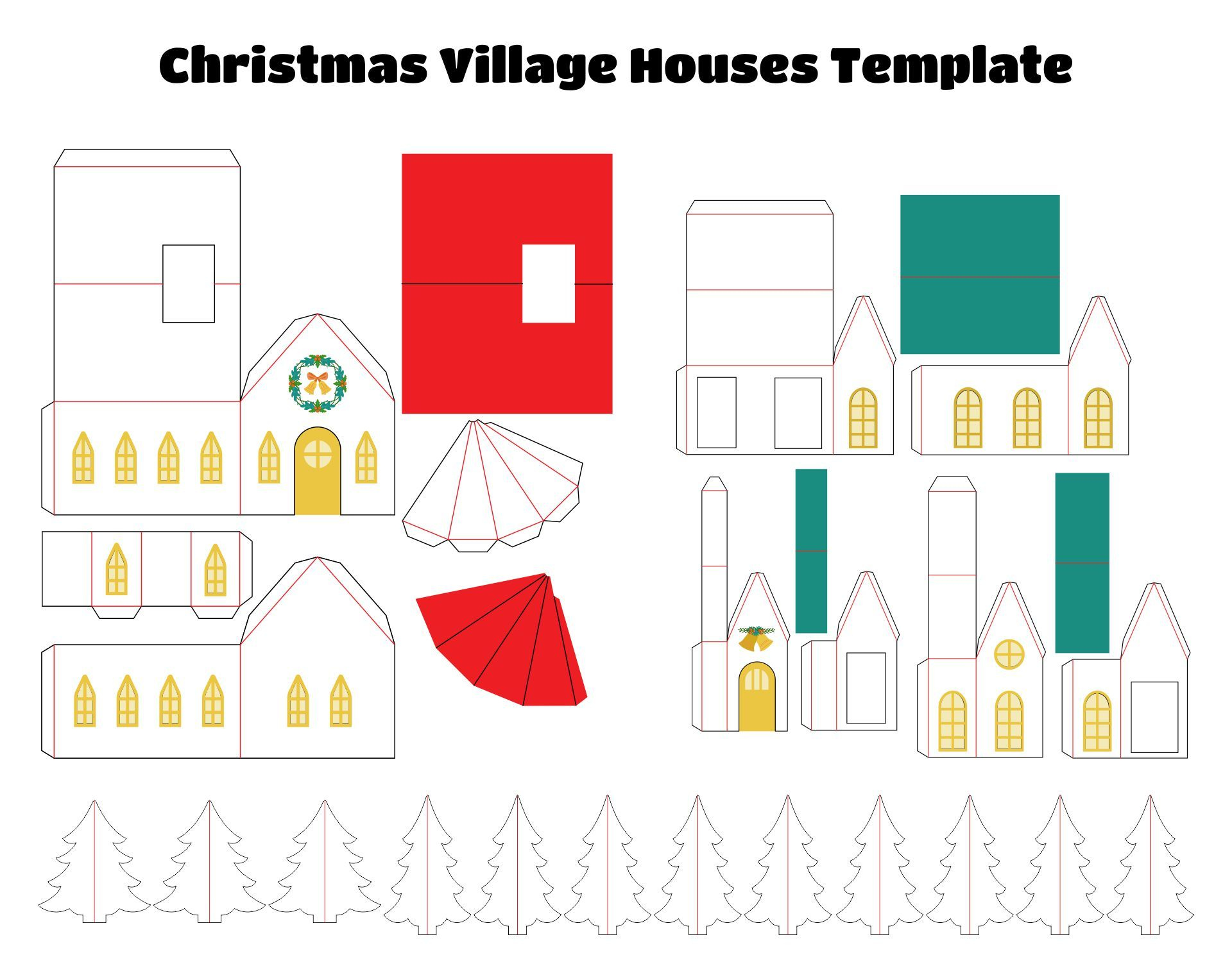 Christmas Village Houses -  Free PDF Printables  Printablee