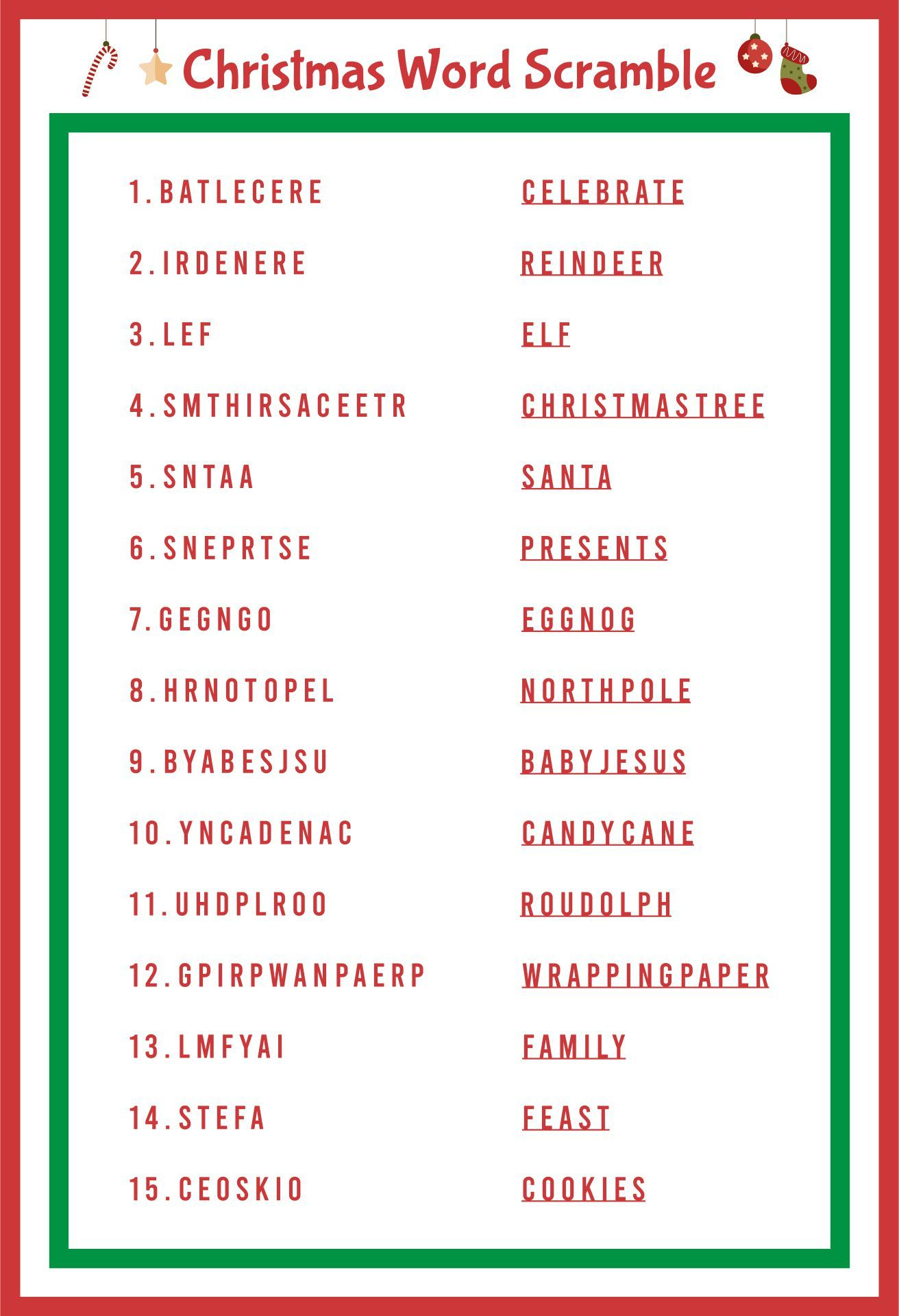 Christmas Word Scramble - Free PDF Printables Printablee Christmas Word Scramble - Free PDF Printables Printablee