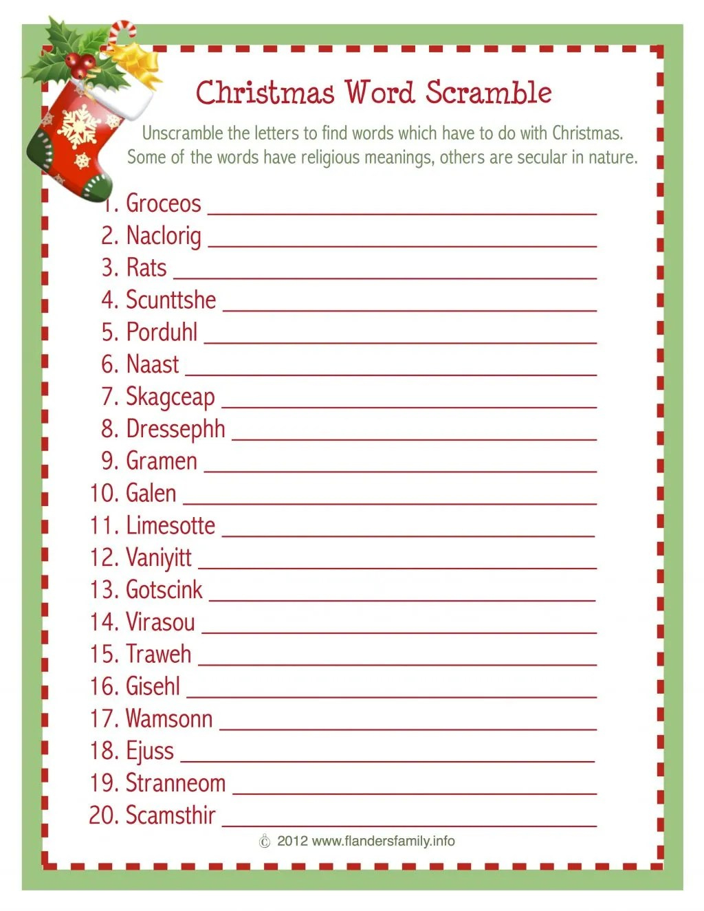 Christmas Word Scramble (Free Printable) - Flanders Family Home Life Christmas Word Scramble (Free Printable) - Flanders Family Home Life