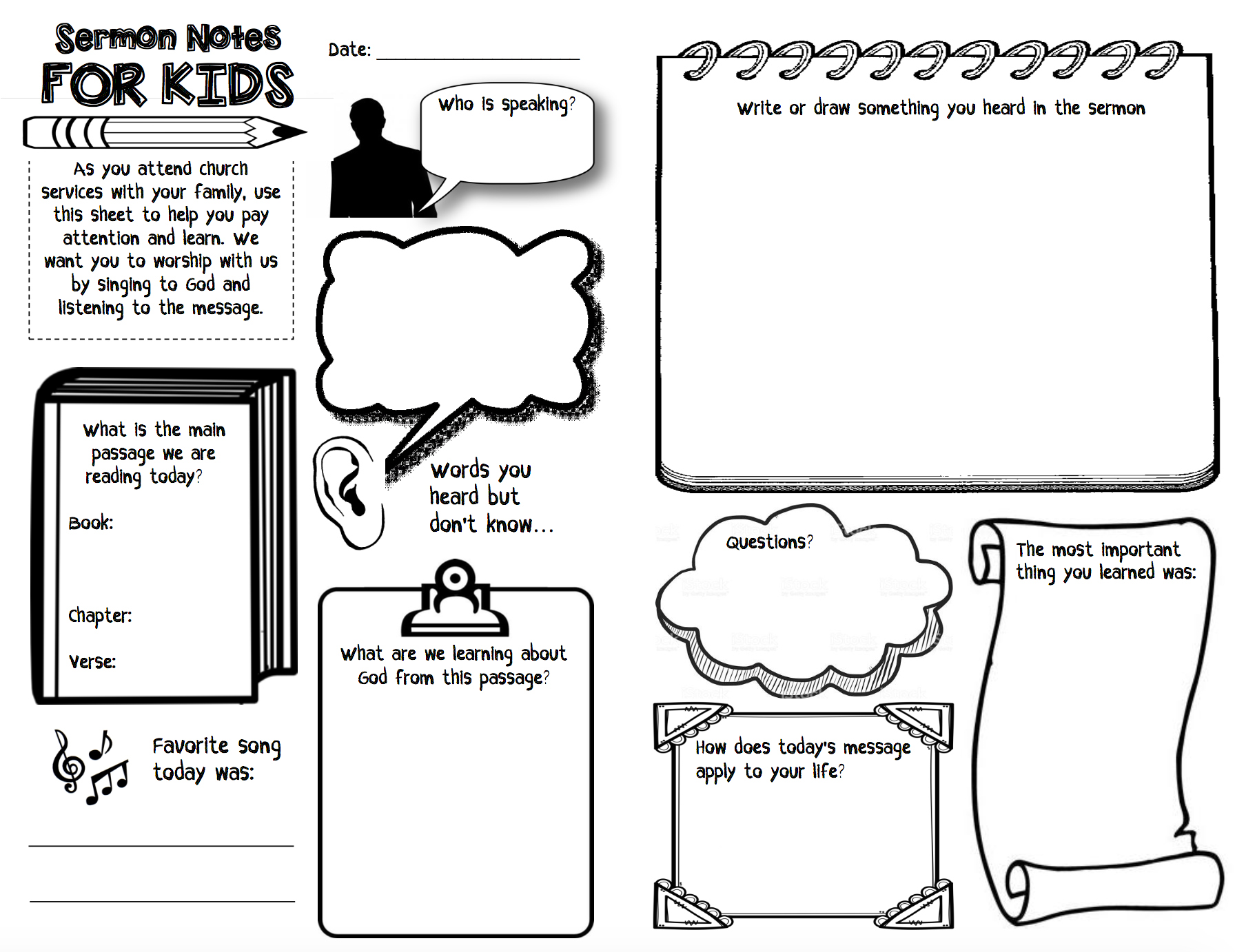 Church Bulletin and Sermon Notes for Kids - Free Download Church Bulletin and Sermon Notes for Kids - Free Download