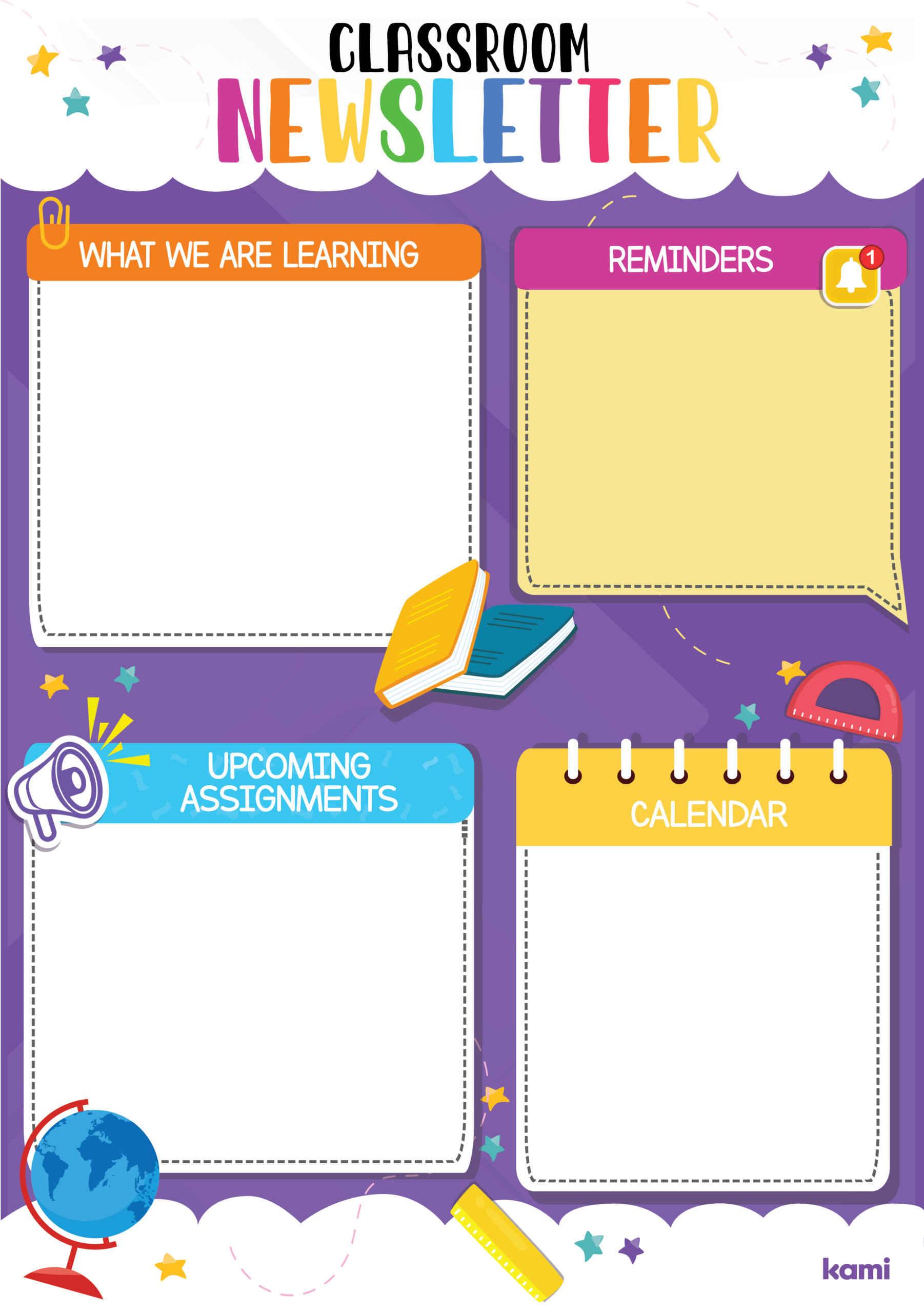 Classroom Newsletter Template  Colorful for Teachers  Perfect