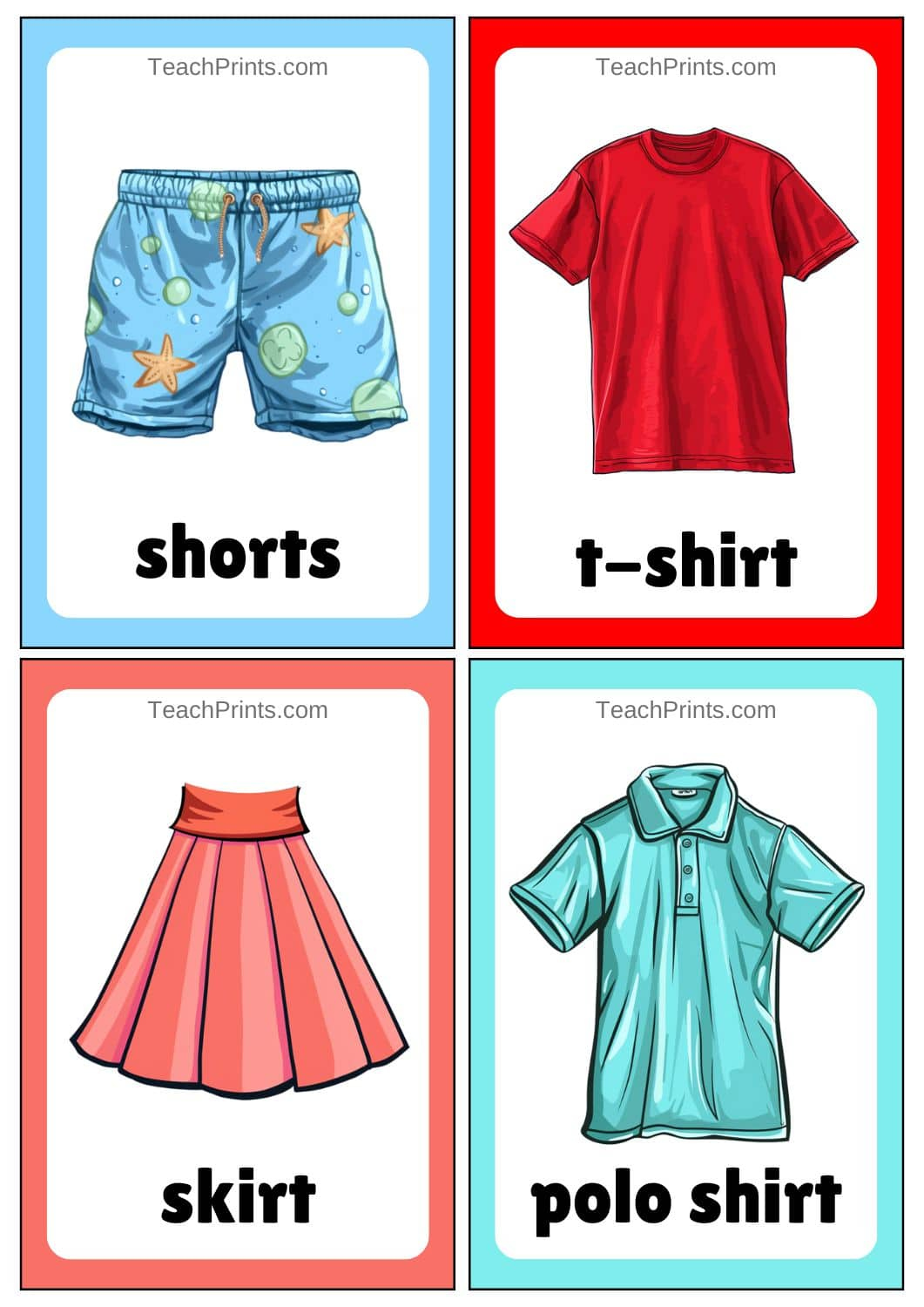Clothes Flashcards -  Free Printables! - Teach Prints